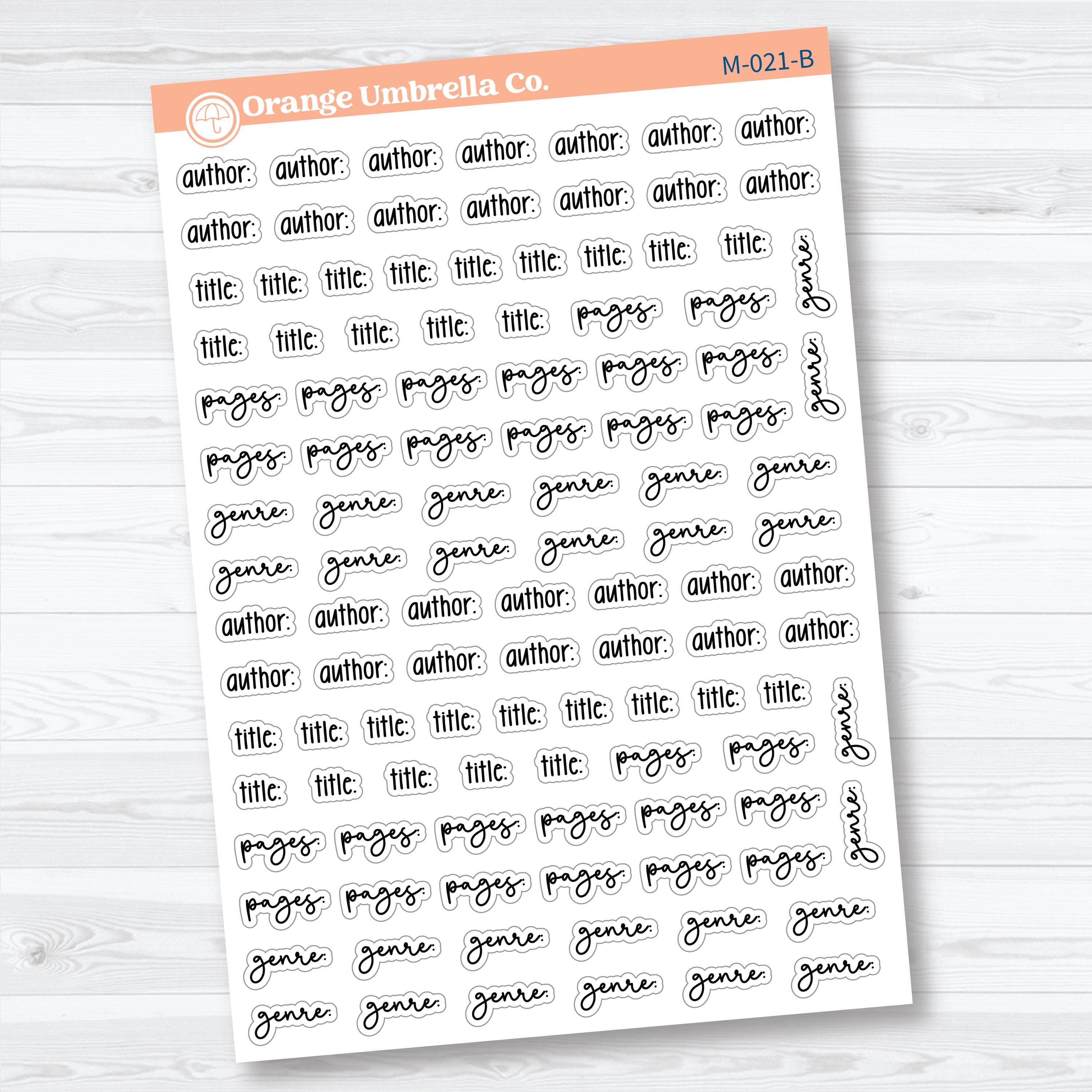 Reading Journal Note Sheet Builder | Planner Stickers | F18 | M-021-B & M-022-B