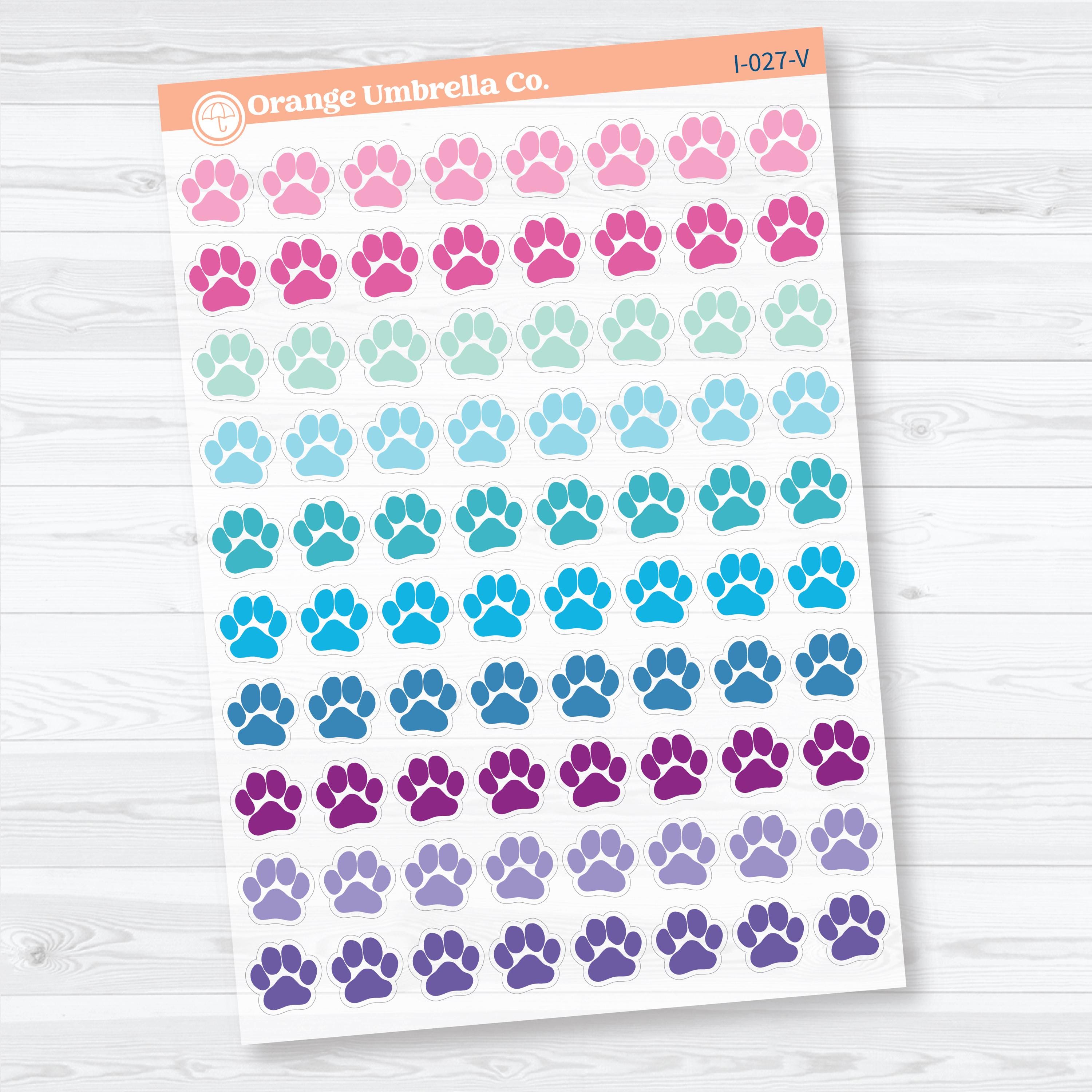 Paw Print Icon Stickers | Small Pet Care Planner Stickers | Clear Matte | I-027-CM