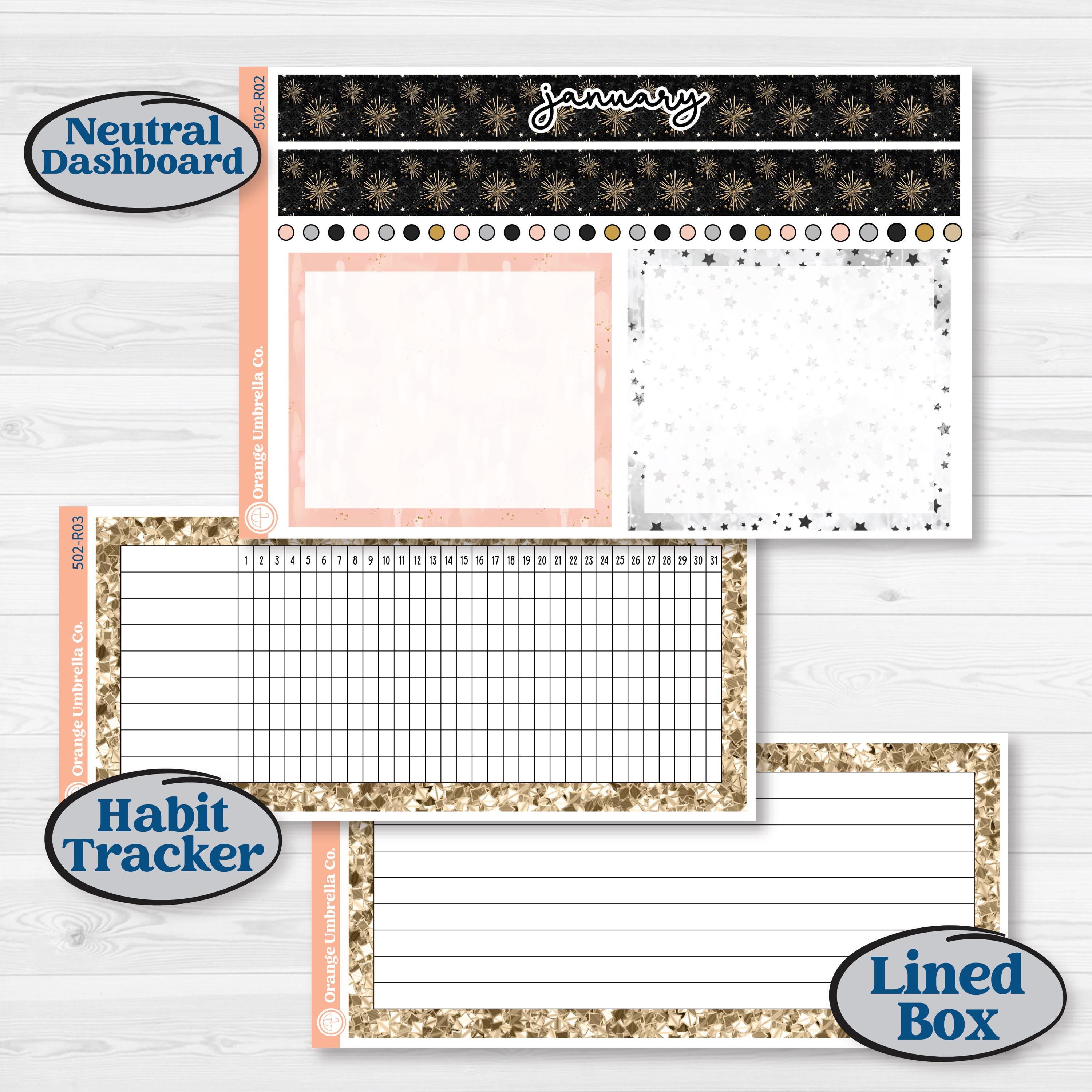 New Year’s Day Kit | 8.5x11 Plum Monthly & Dashboard Planner Kit Stickers | All That Glitters | KIT-502-R