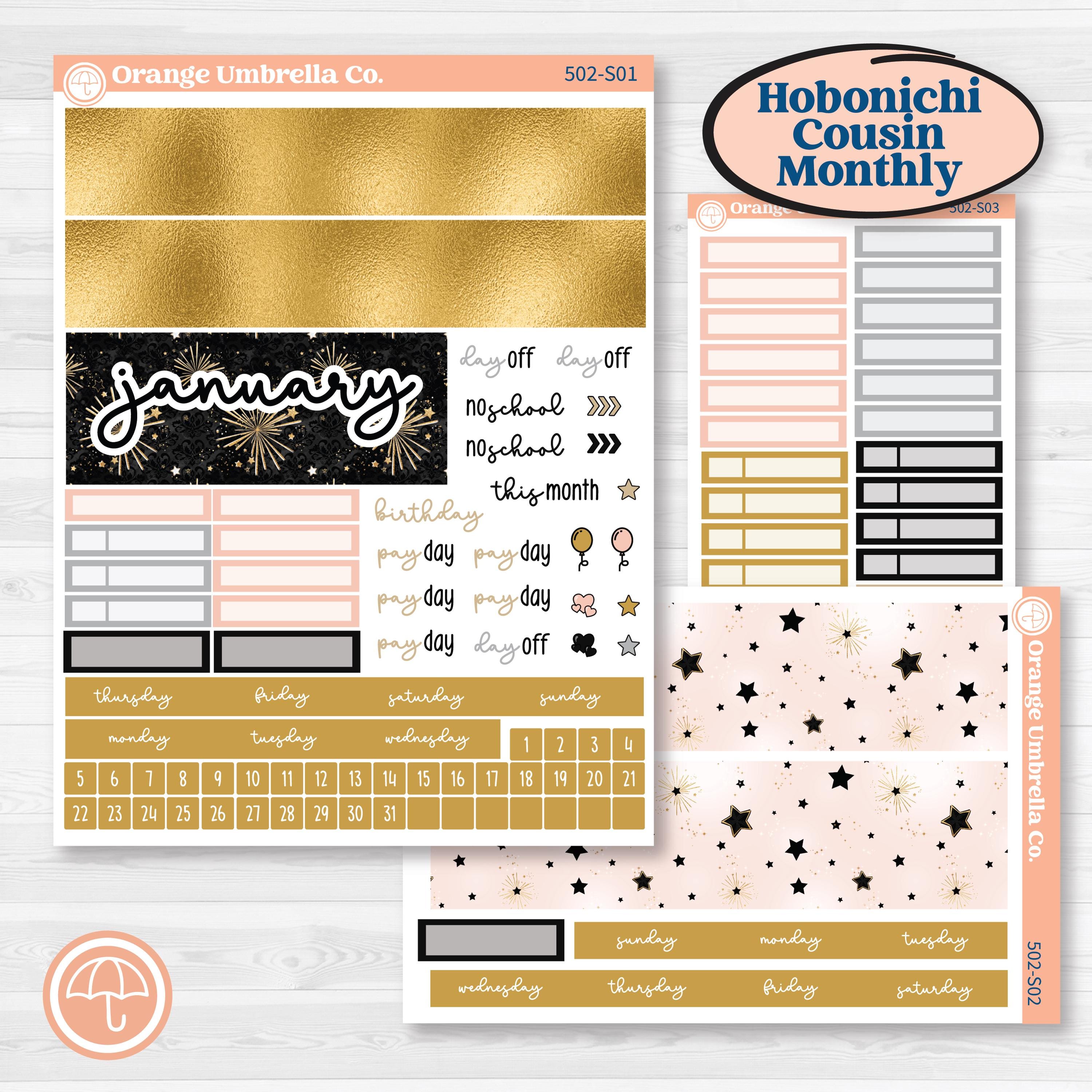 New Year’s Day Kit | Hobonichi Cousin Monthly Planner Kit Stickers | A