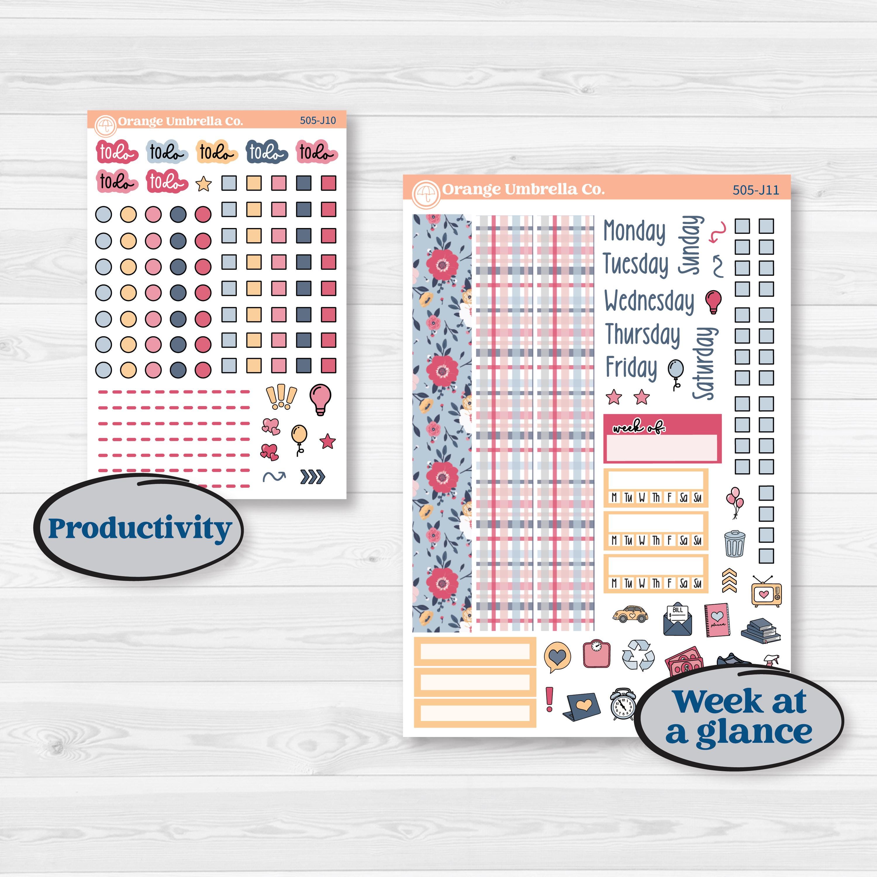 Cheerful Floral Kit | A5 Daily Duo Planner Kit Stickers | Beatriz | KIT-505-J