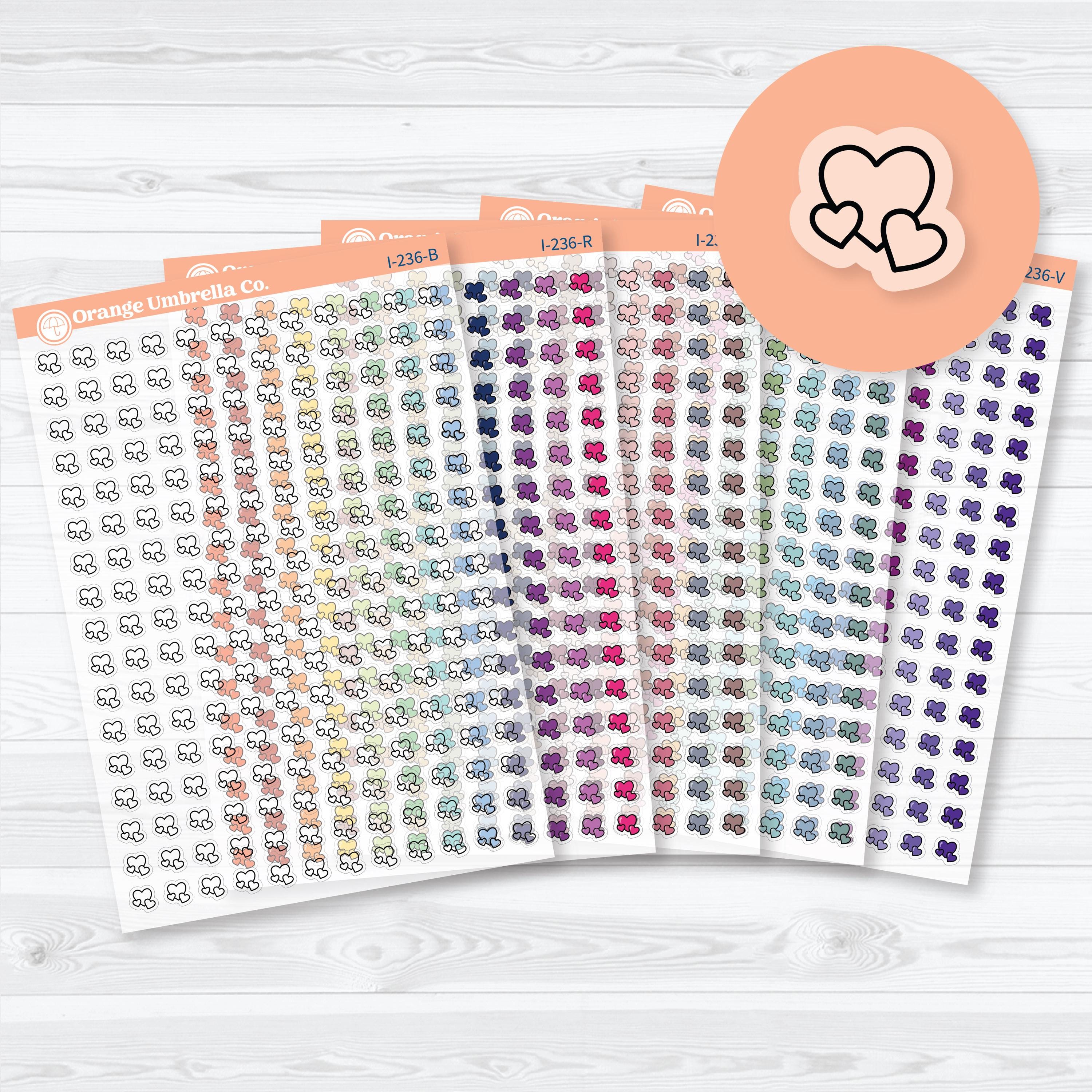 Micro 2026 Kit Heart Icon clear matte planner stickers sheet with transparent mini hearts by Orange Umbrella Co