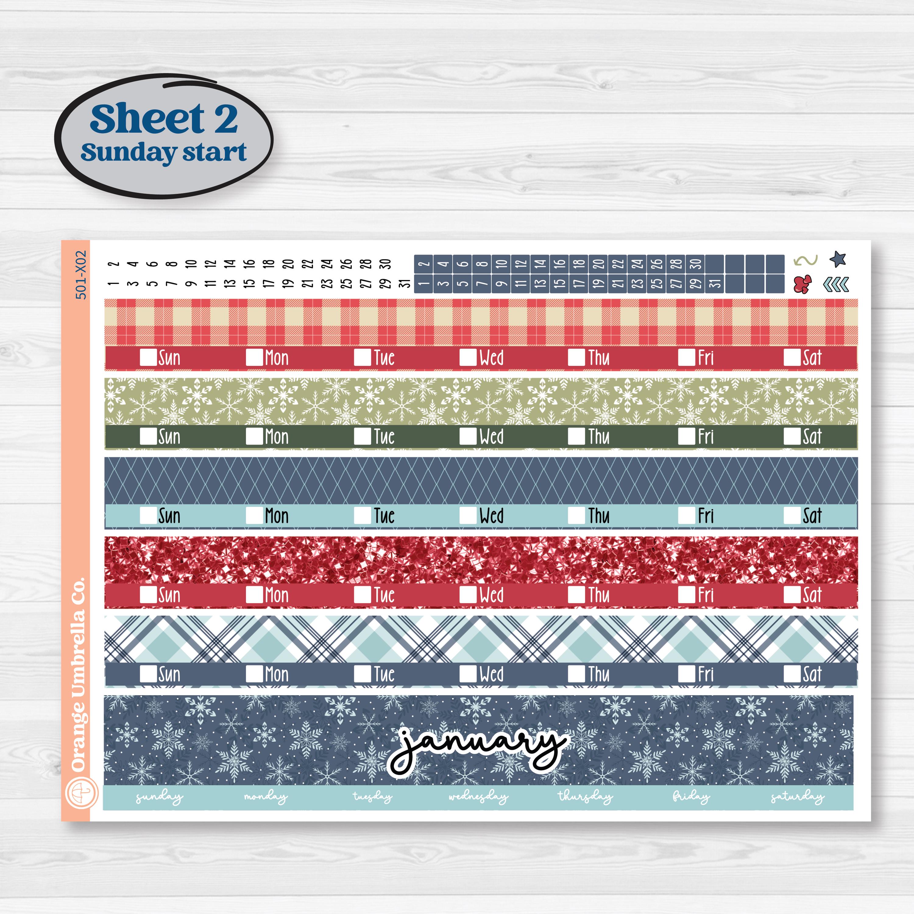 Winter Snowflake Kit | Laurel Denise Jo Large Planner Kit Stickers | Snow Problem | KIT-501-X