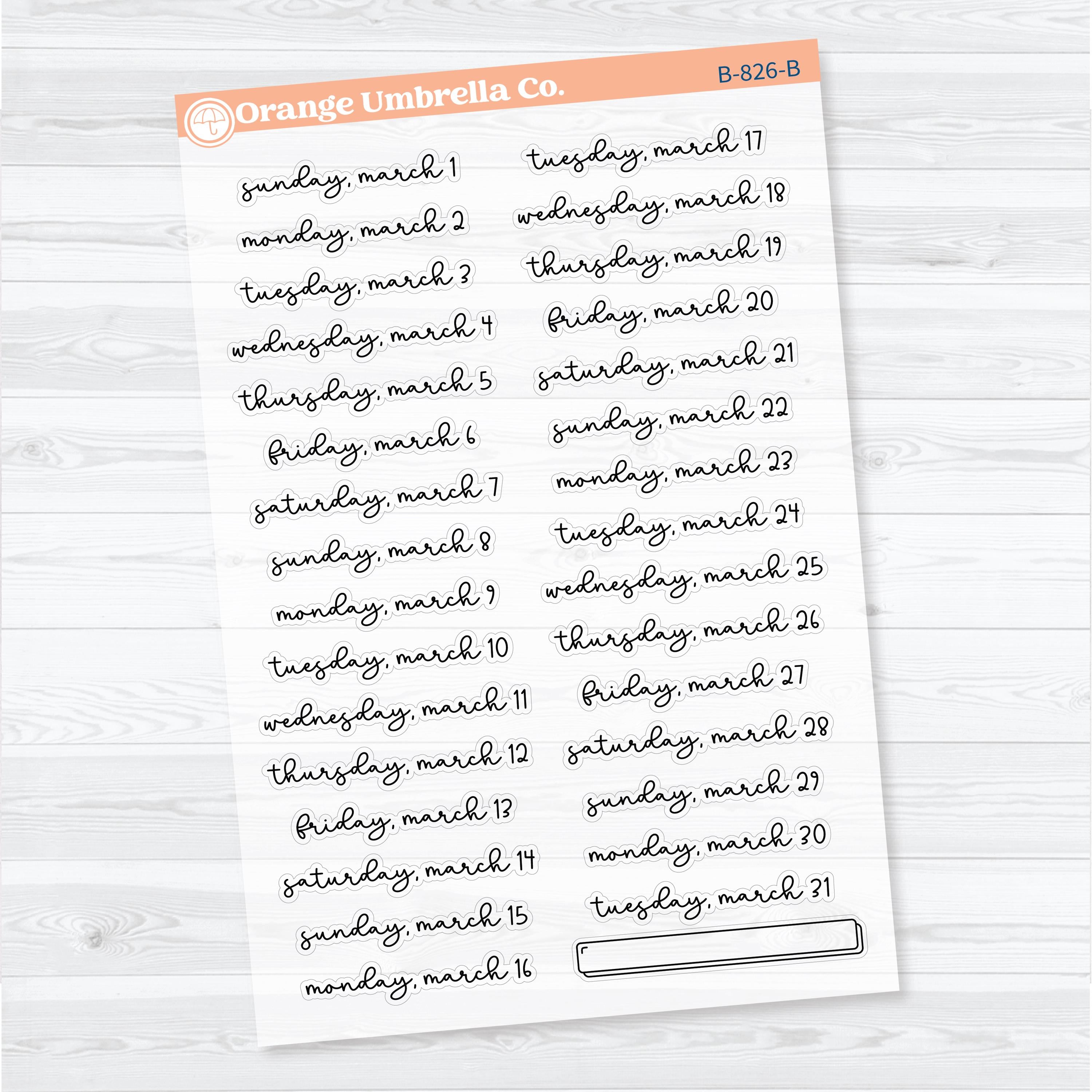 2026 Dates of the Month | F18 Script | Jan–June | B-824–829-BCM