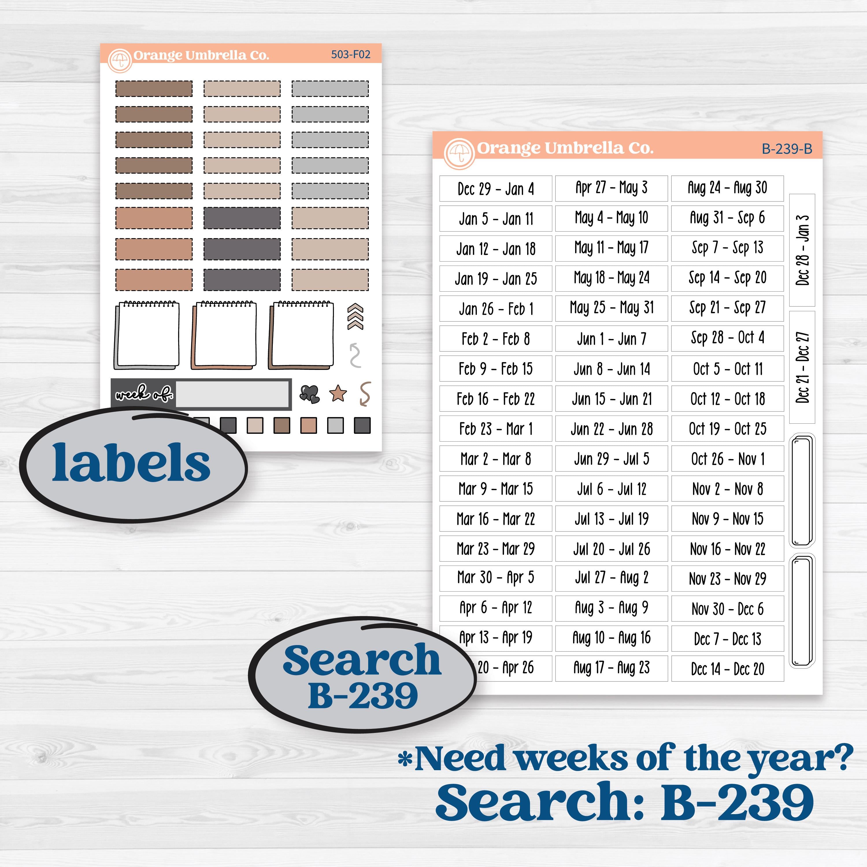 Neutral Woodland Kit | Hobonichi Weeks Weekly Planner Kit Stickers | Whispers of Hope | KIT-503-F
