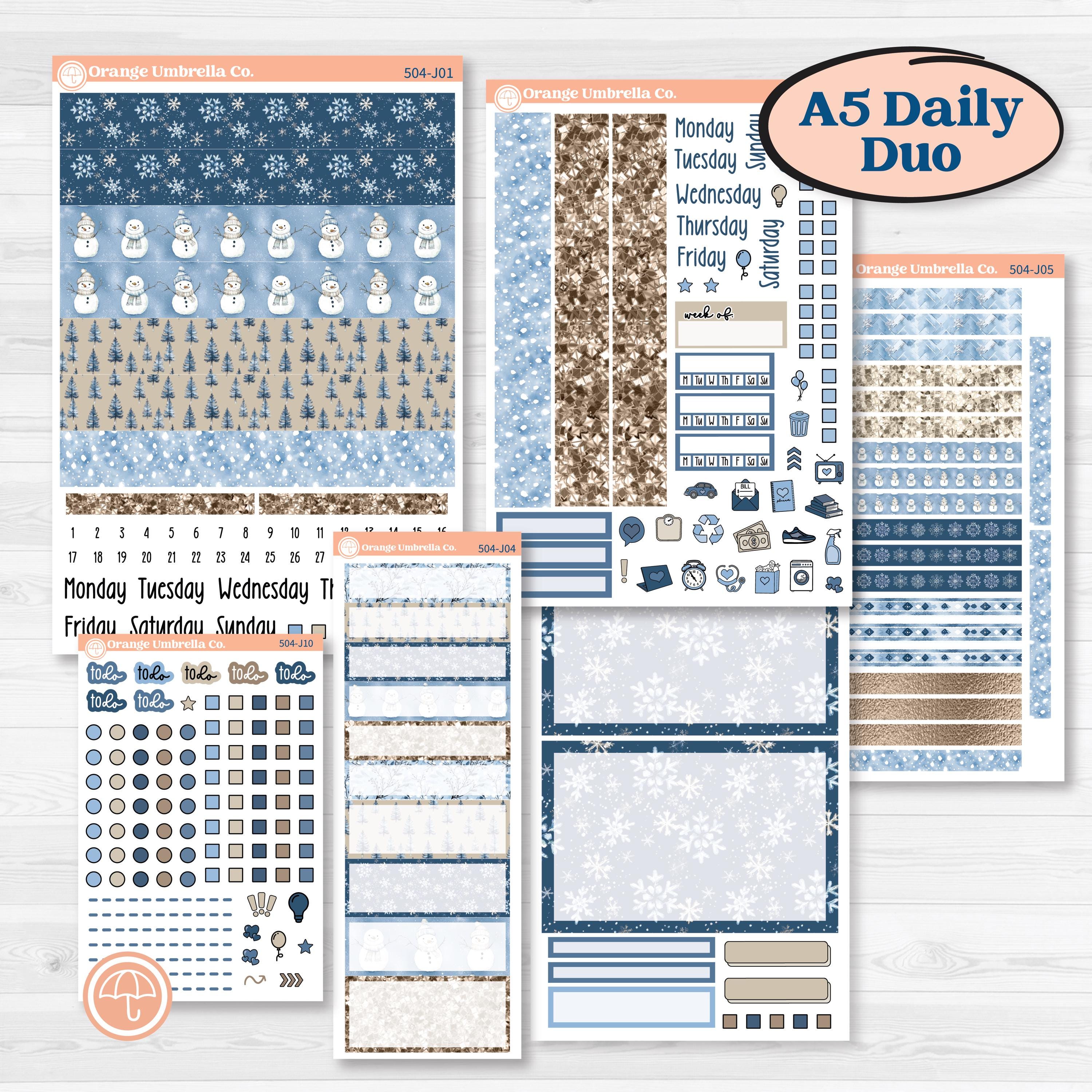 Nostalgic Frosty Winter Kit | A5 Daily Duo Planner Kit Stickers | Frosted Windowpanes | KIT-504-J