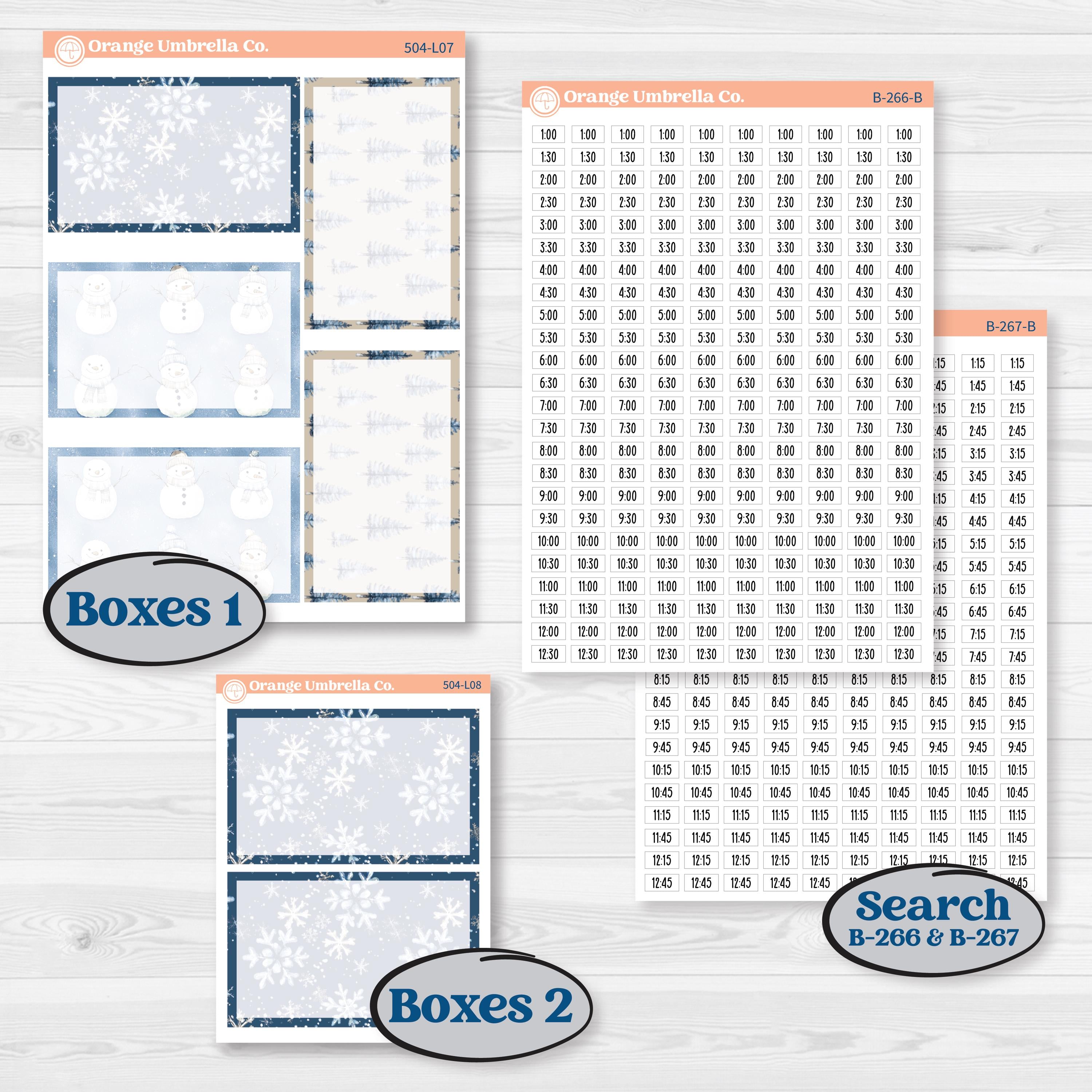 Nostalgic Frosty Winter Kit | 7x9 Plum Daily Planner Kit Stickers | Frosted Windowpanes | KIT-504-L