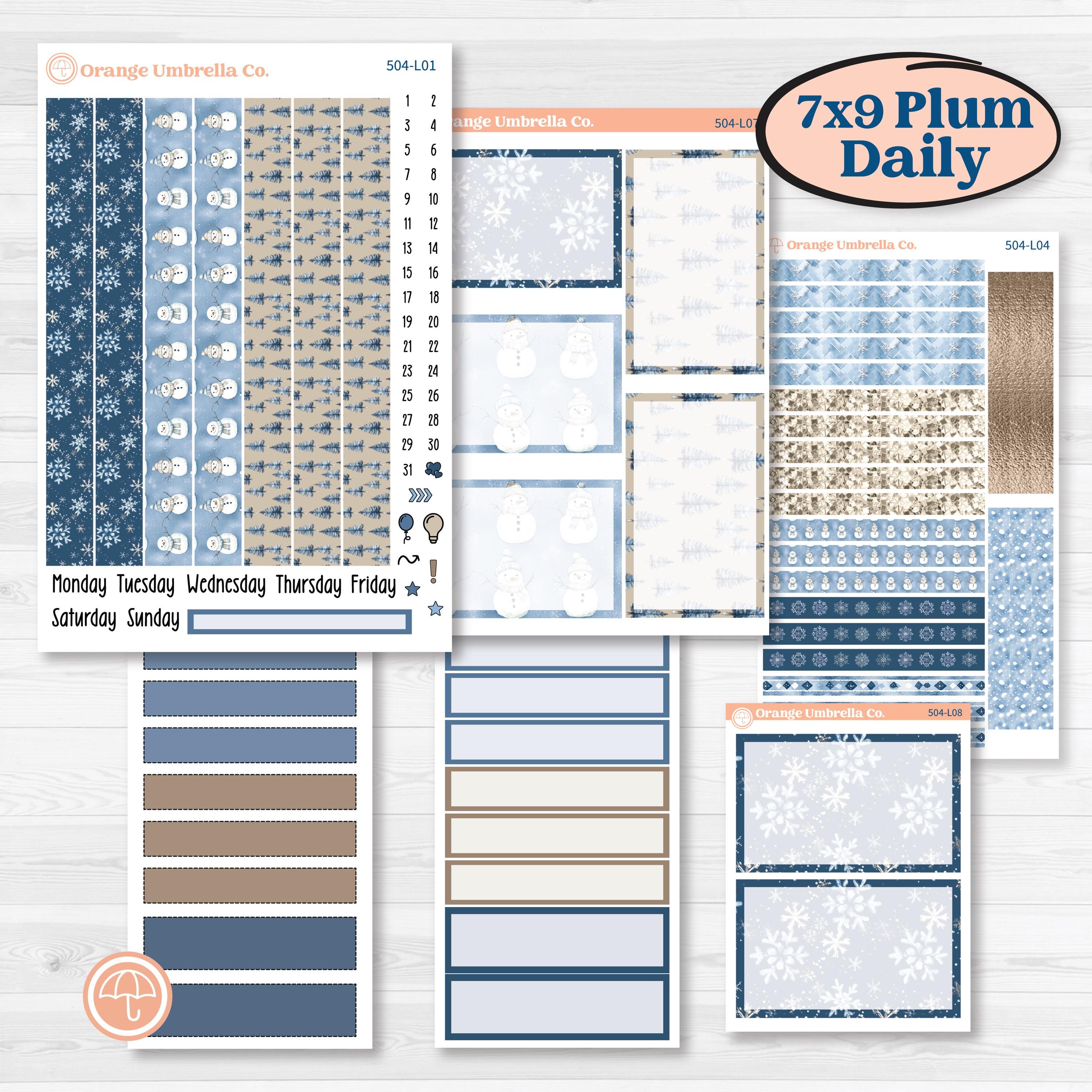 Nostalgic Frosty Winter Kit | 7x9 Plum Daily Planner Kit Stickers | Fr