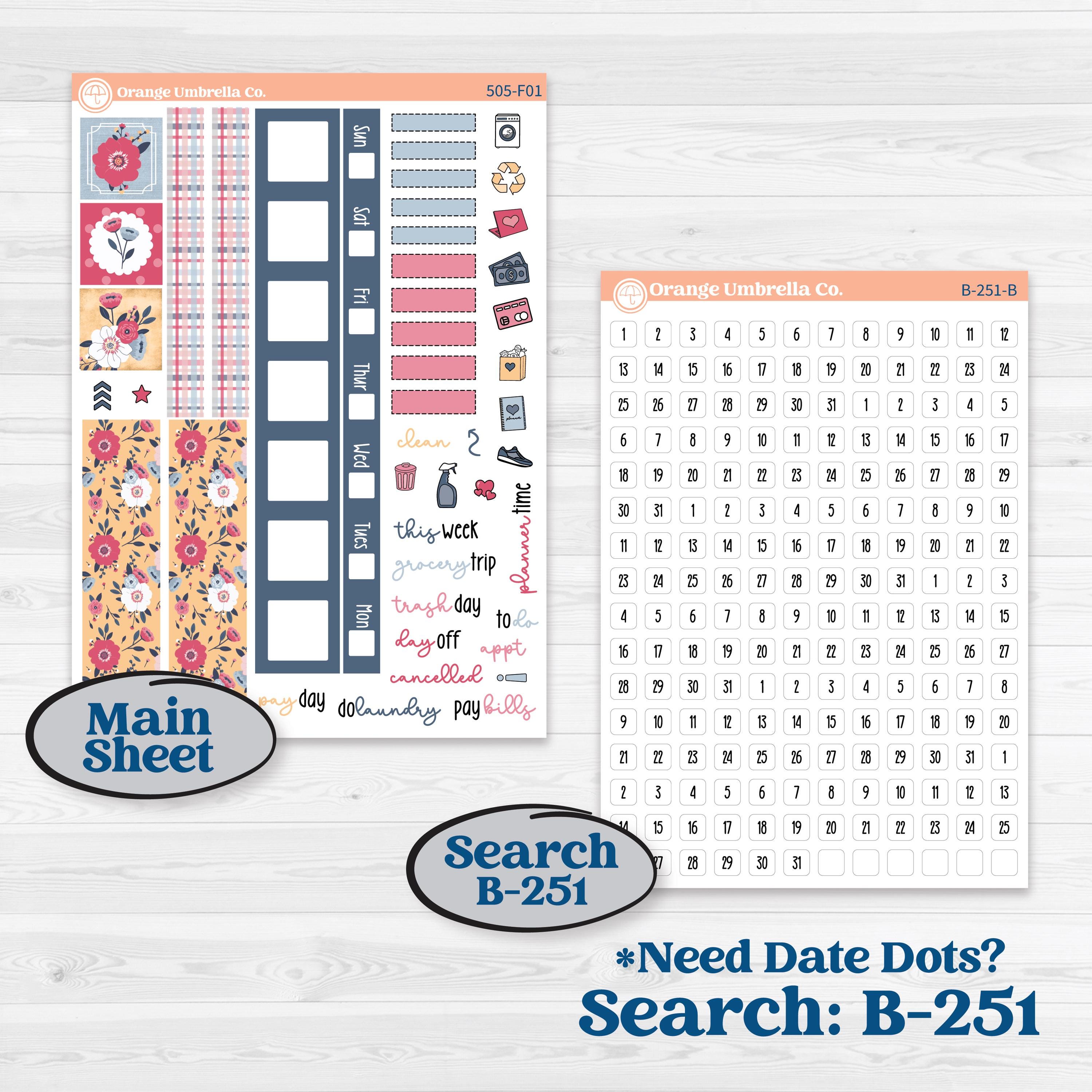 Cheerful Floral Kit | Hobonichi Weeks Weekly Planner Kit Stickers | Beatriz | KIT-505-F