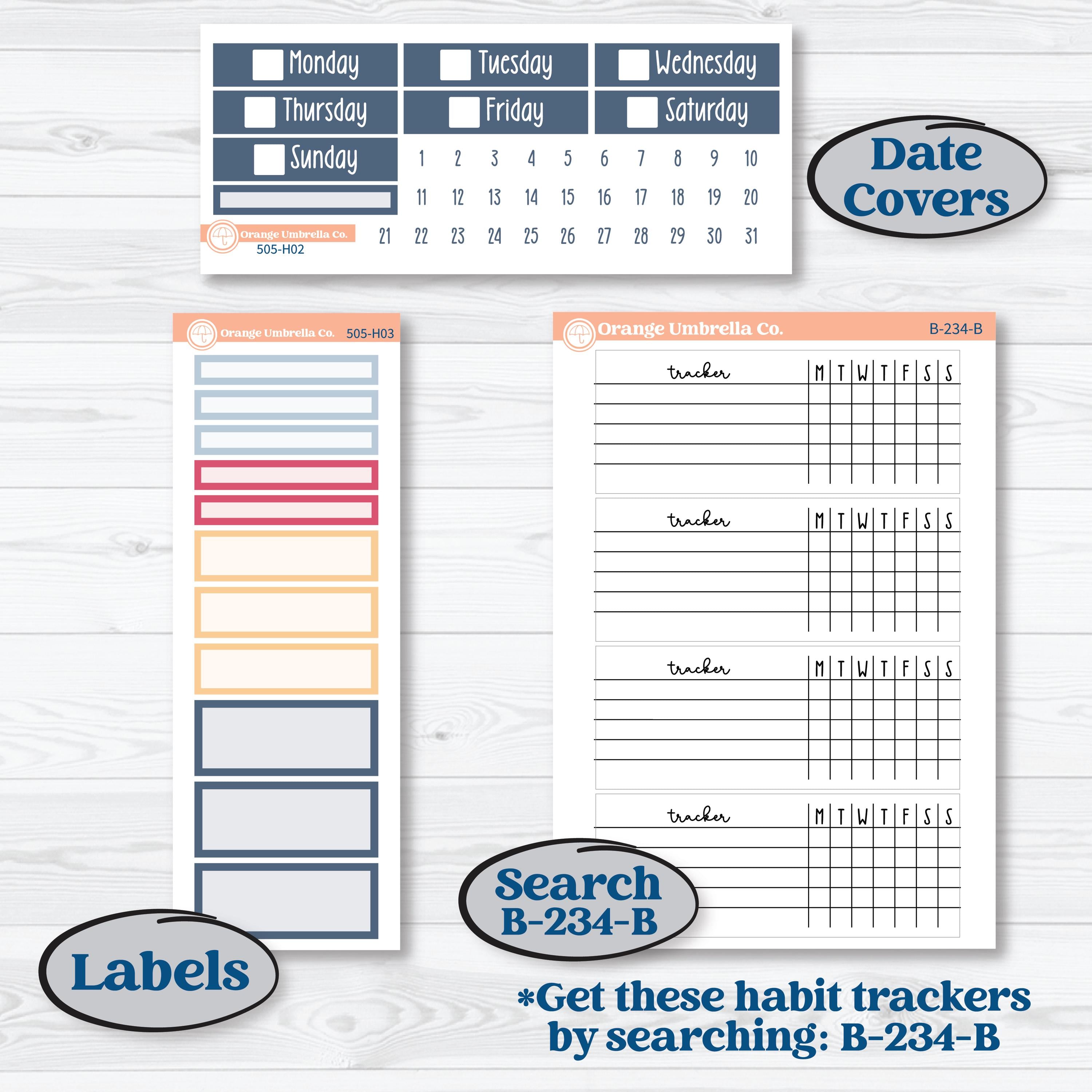 Cheerful Floral Kit | Plum Vertical Priorities 7x9 Planner Kit Stickers | Beatriz | KIT-505-H