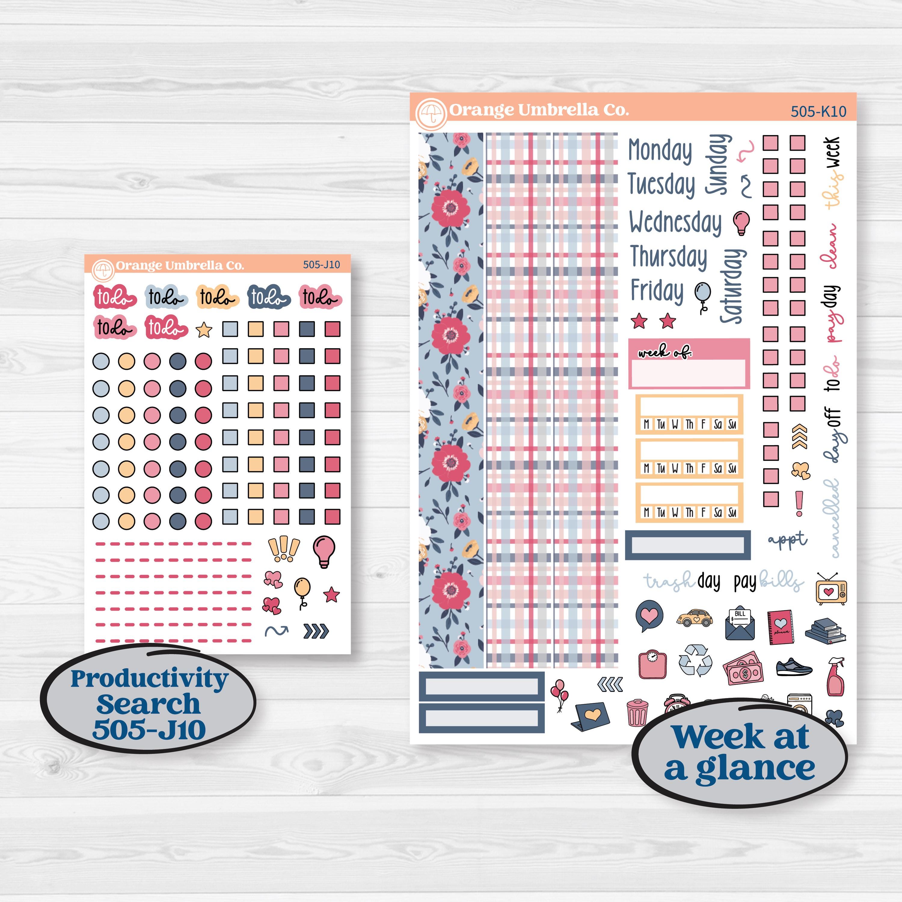 Cheerful Floral Kit | 7x9 Erin Condren Daily Duo Planner Kit Stickers | Beatriz | KIT-505-K
