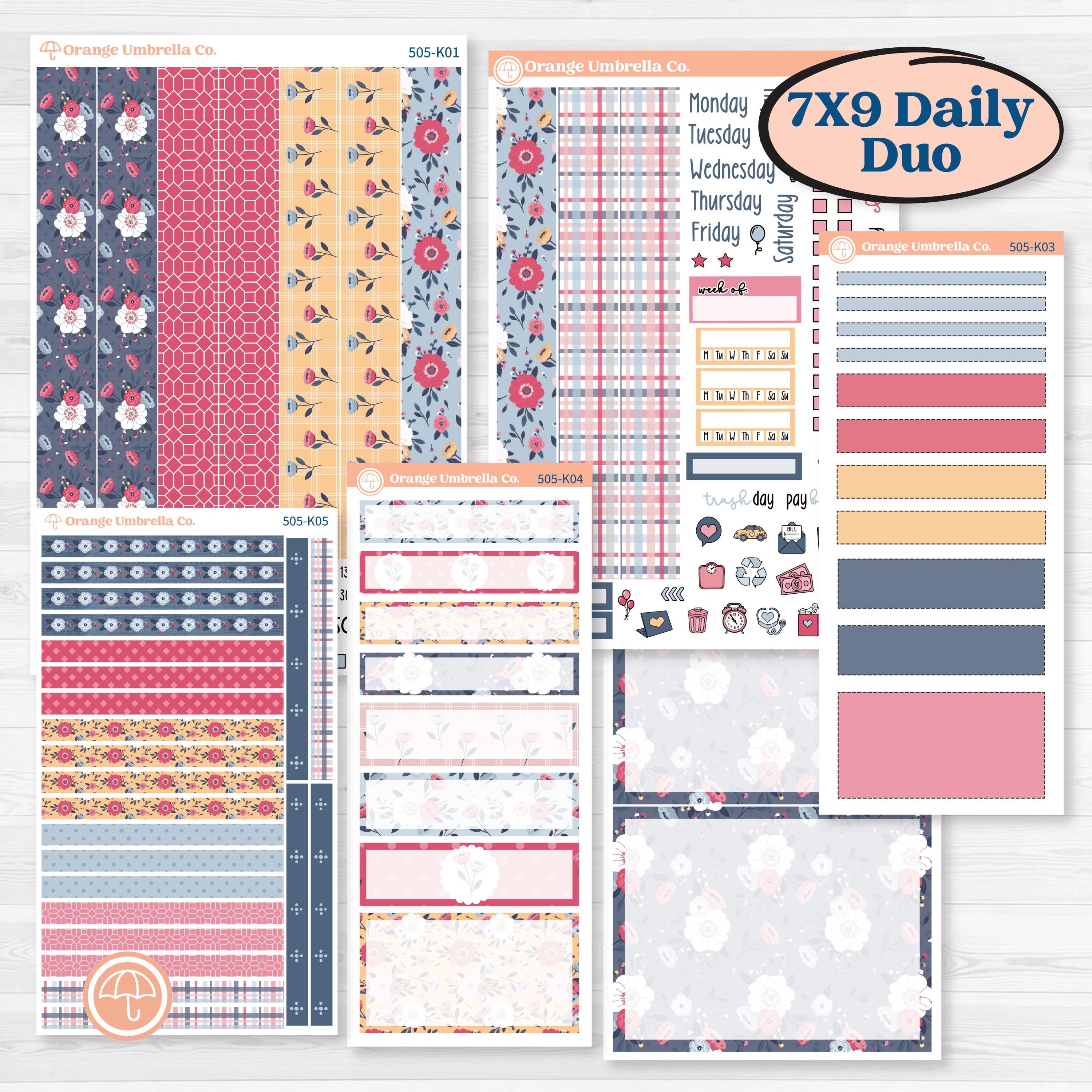 Cheerful Floral Kit | 7x9 Erin Condren Daily Duo Planner Kit Stickers | Beatriz | KIT-505-K