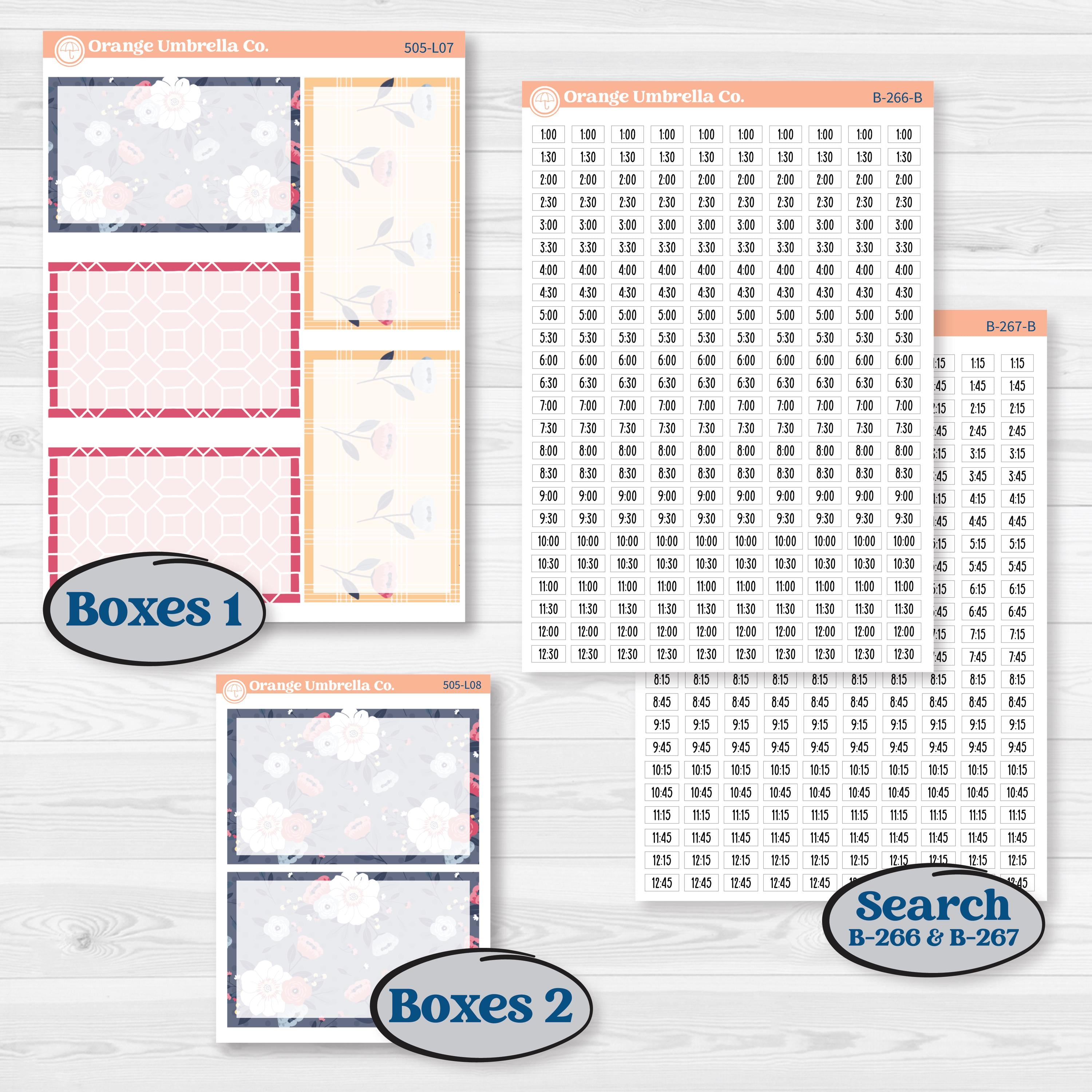 Cheerful Floral Kit | 7x9 Plum Daily Planner Kit Stickers | Beatriz | KIT-505-L