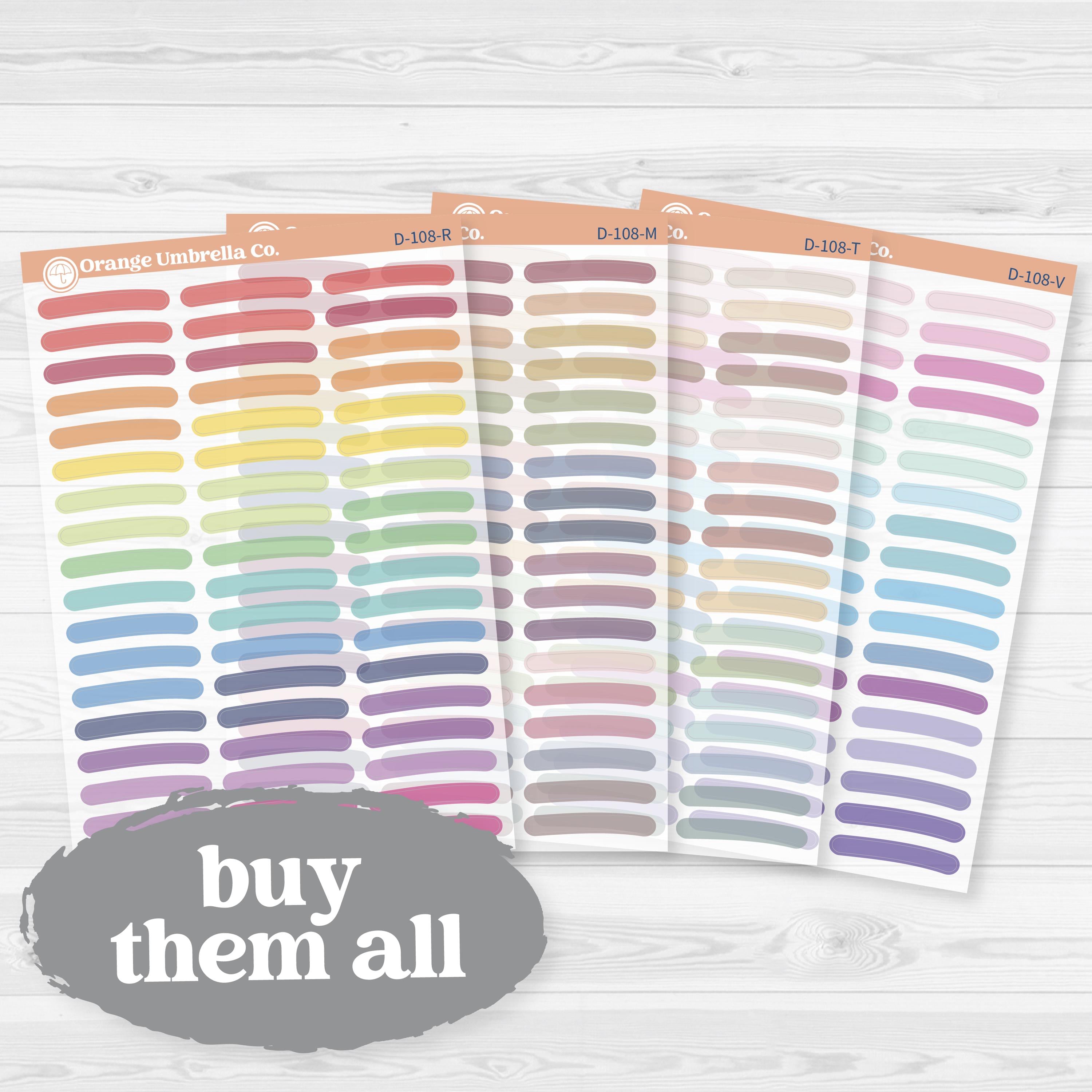 Highlighter Brush Strokes | Clear Matte Deco Planner Stickers | D-108-CM