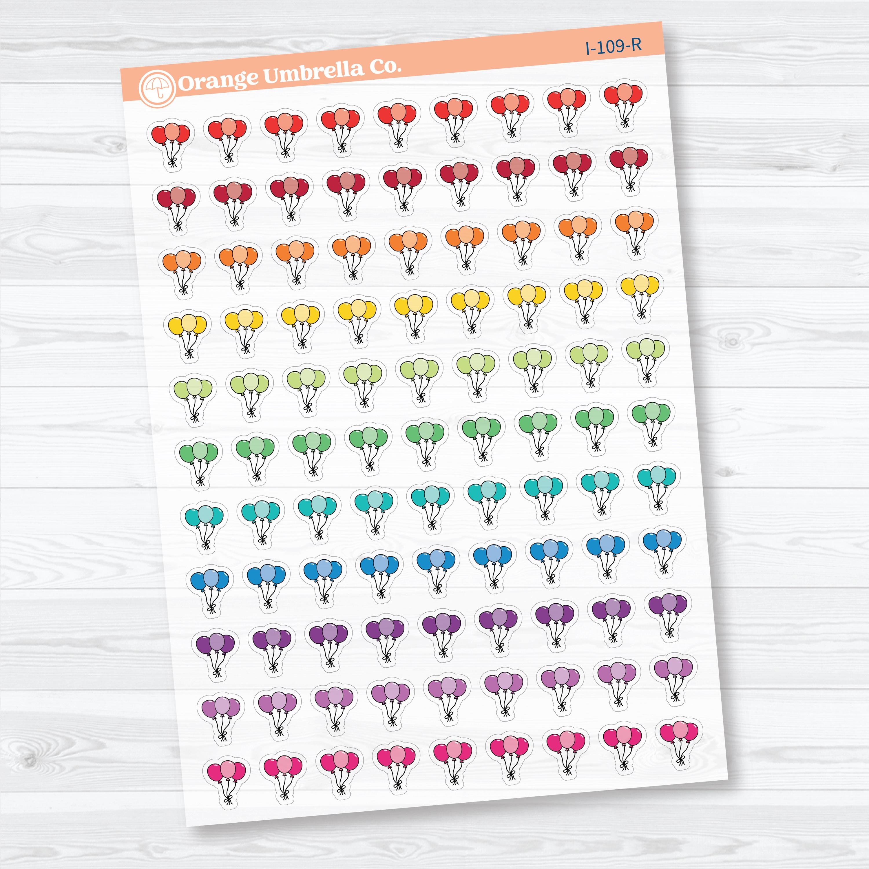 Birthday Celebration Balloon Icon Clear Matte Planner Stickers | Party & Event Planner Sticker | I-109-CM