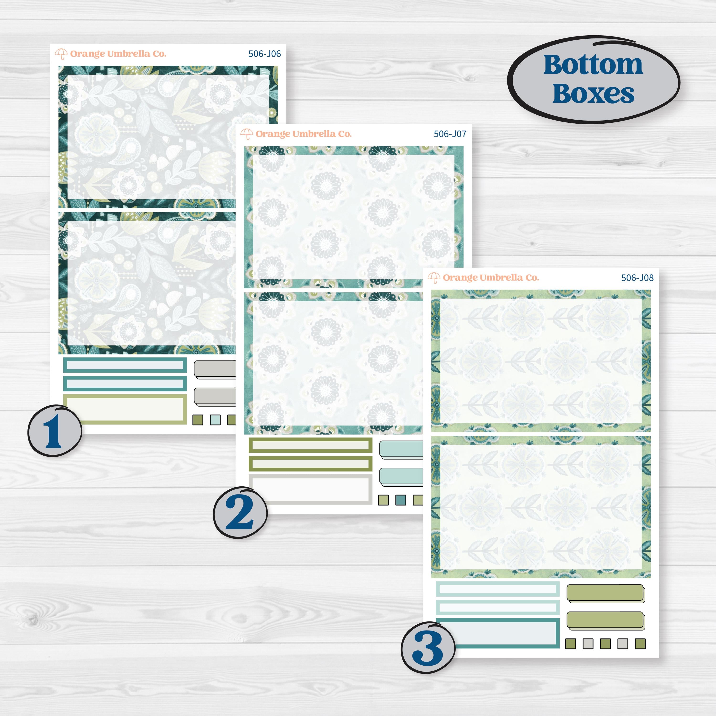 Soft Blue Florals Kit | A5 Daily Duo Planner Kit Stickers | Blue Flora | KIT-506-J