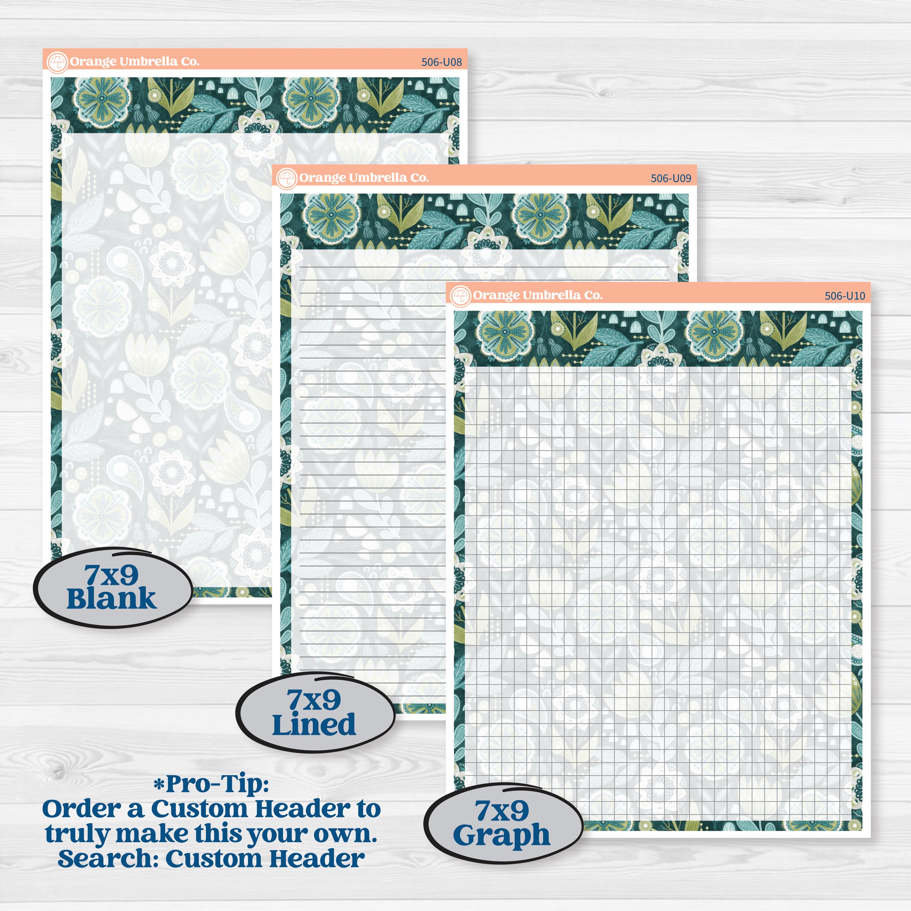 Soft Blue Florals | A5 or 7x9 Create Your Own Monthly or Dashboard Universal | Monthly & Reading Log Sticker Kit | Blue Flora | KIT-506-U