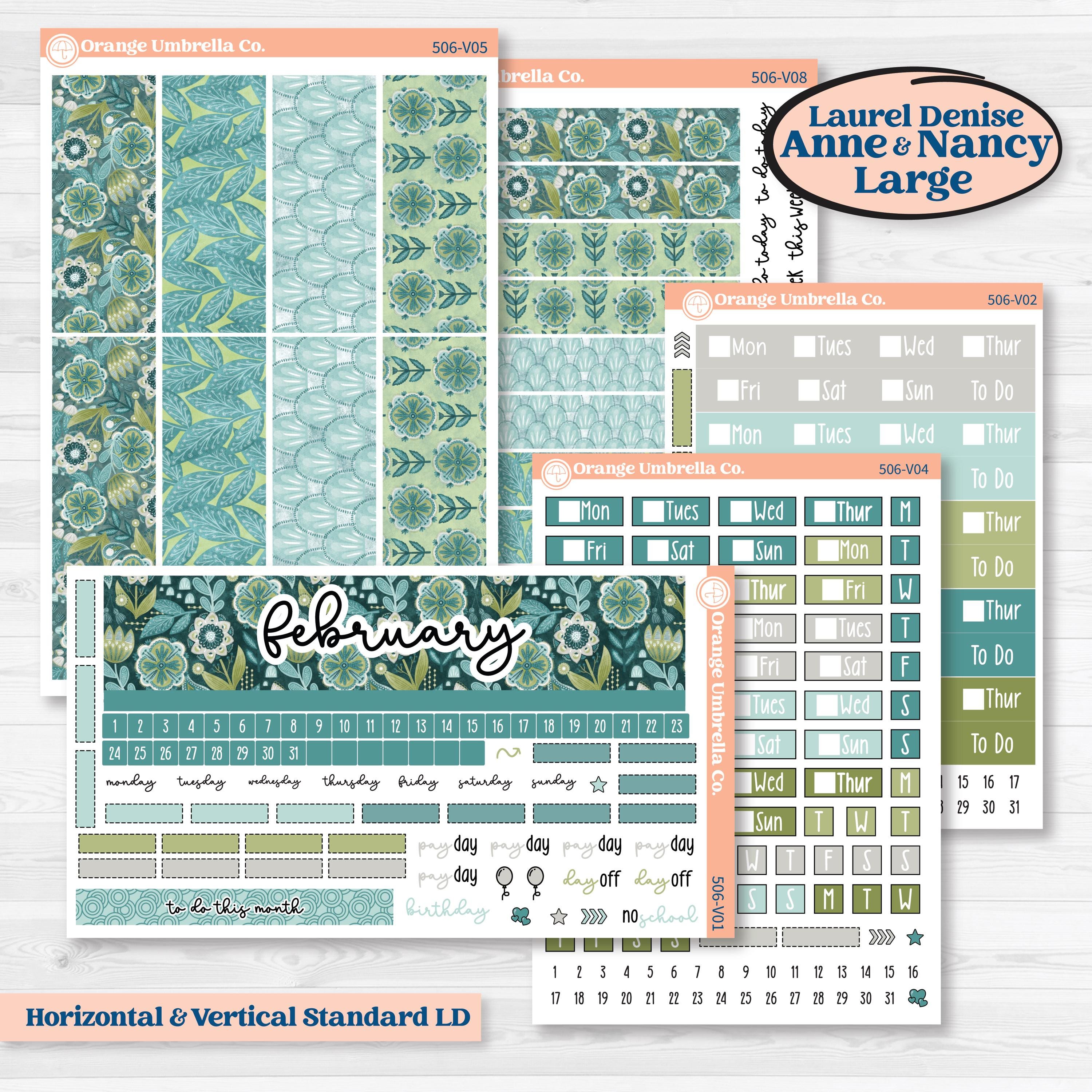 Soft Blue Florals Kit | Laurel Denise Nancy Large & Anne Large Planner