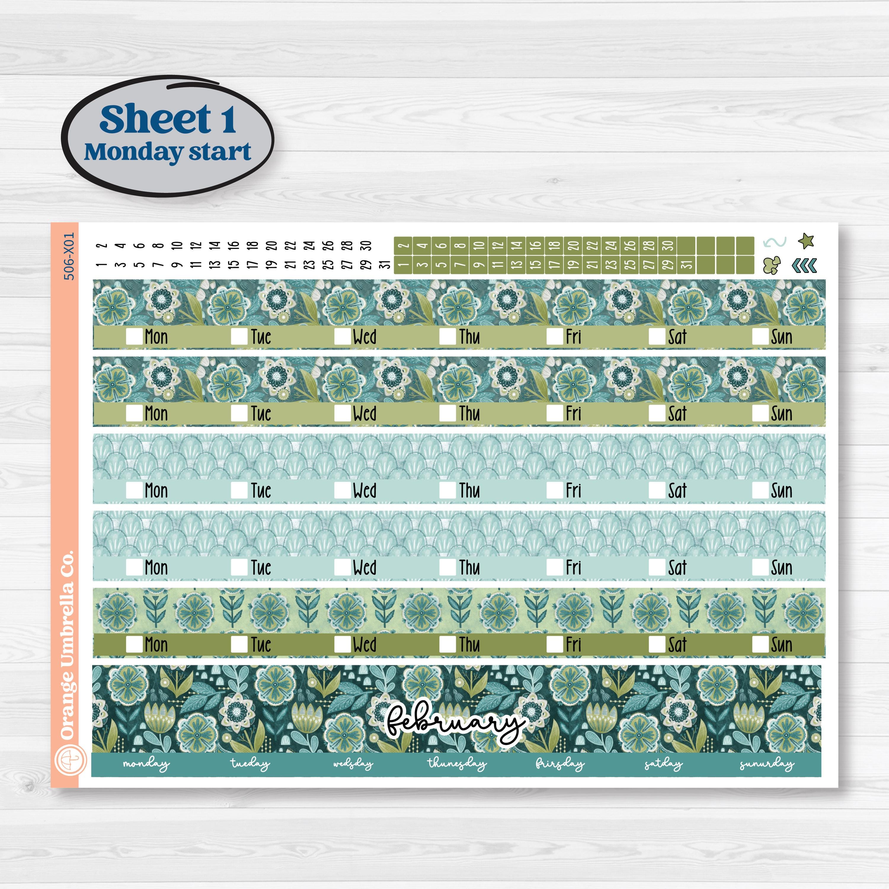 Soft Blue Florals Kit | Laurel Denise Jo Large Planner Kit Stickers | Blue Flora | KIT-506-X