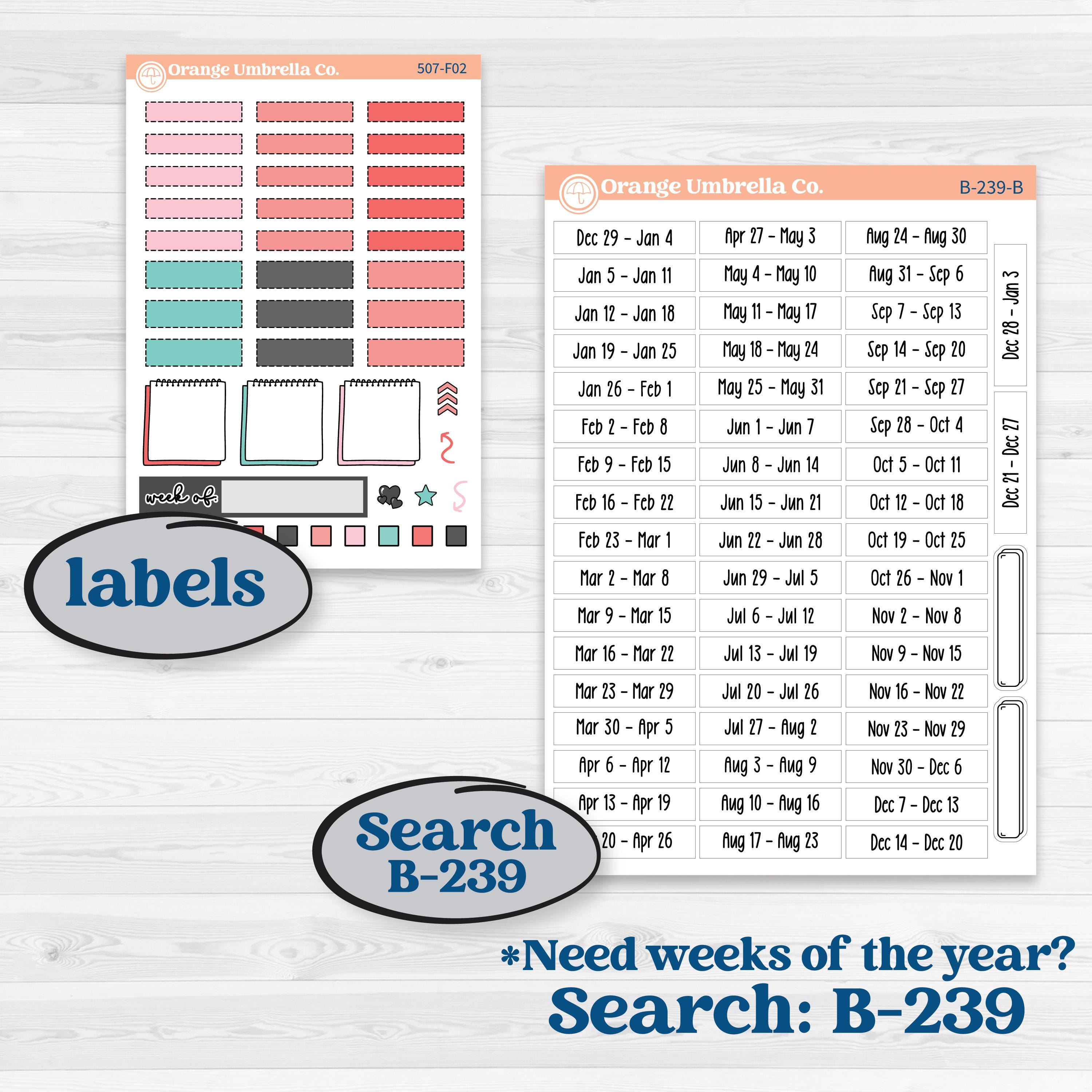 Sweet Valentine Florals | Hobonichi Weeks Weekly Planner Kit Stickers | Call Me Sweetheart | KIT-507-F