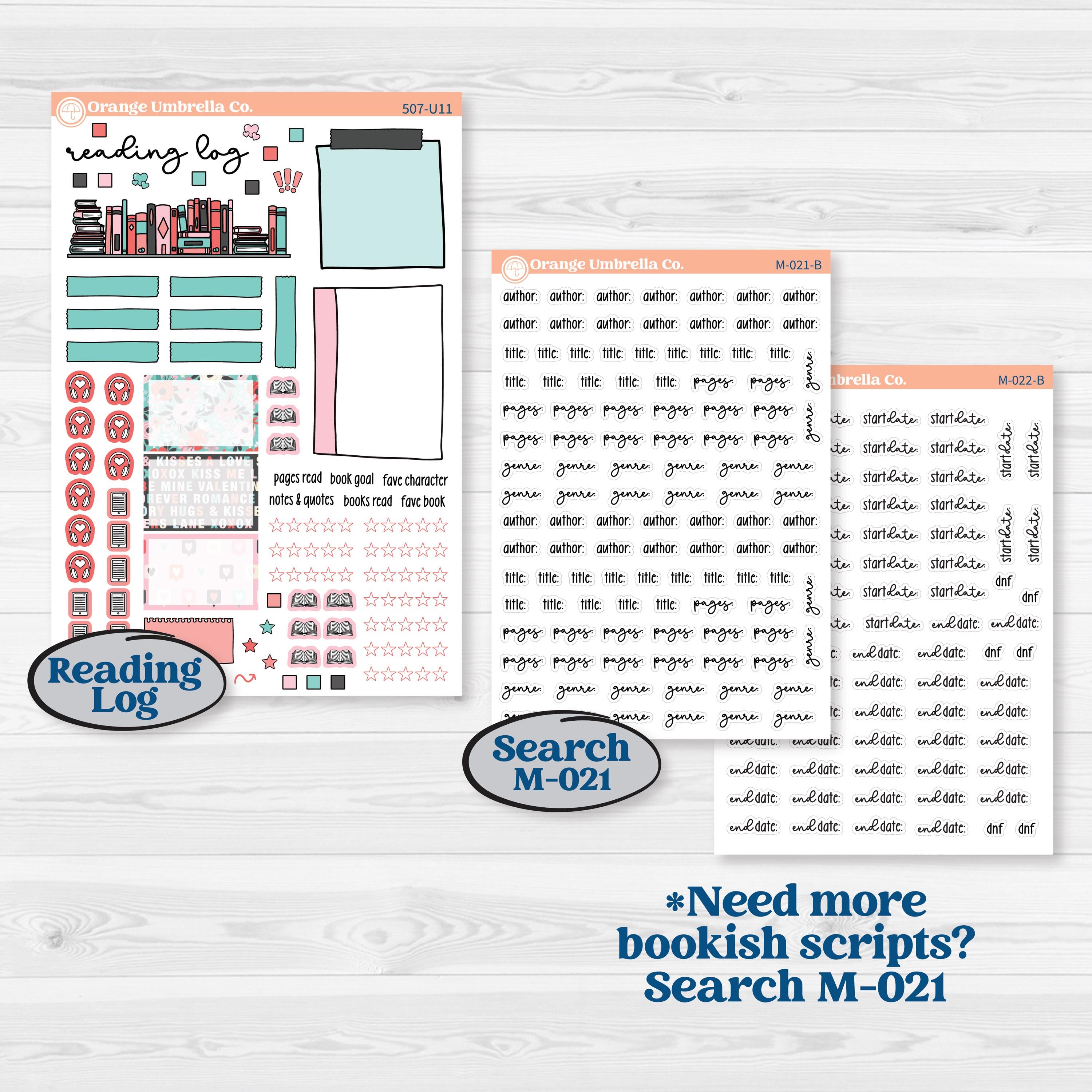 Sweet Valentine Florals | A5 & 7x9 Create Your Own Monthly or Dashboard Universal | Reading Log Sticker Kit | Call Me Sweetheart | KIT-507-U