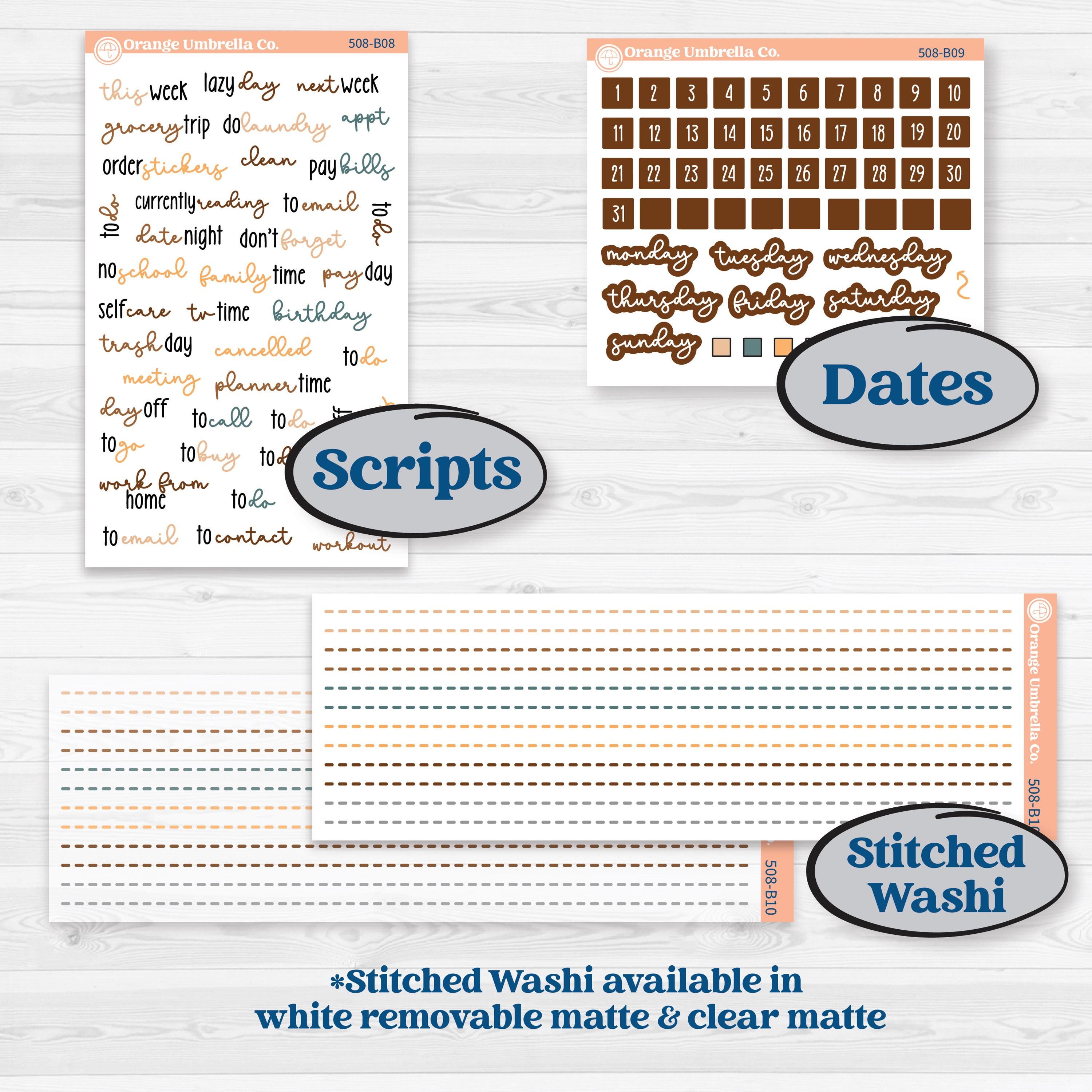 Coffee & Florals Sticker Kit | Weekly Add-On Planner Kit Stickers | Mocha | KIT-508-B