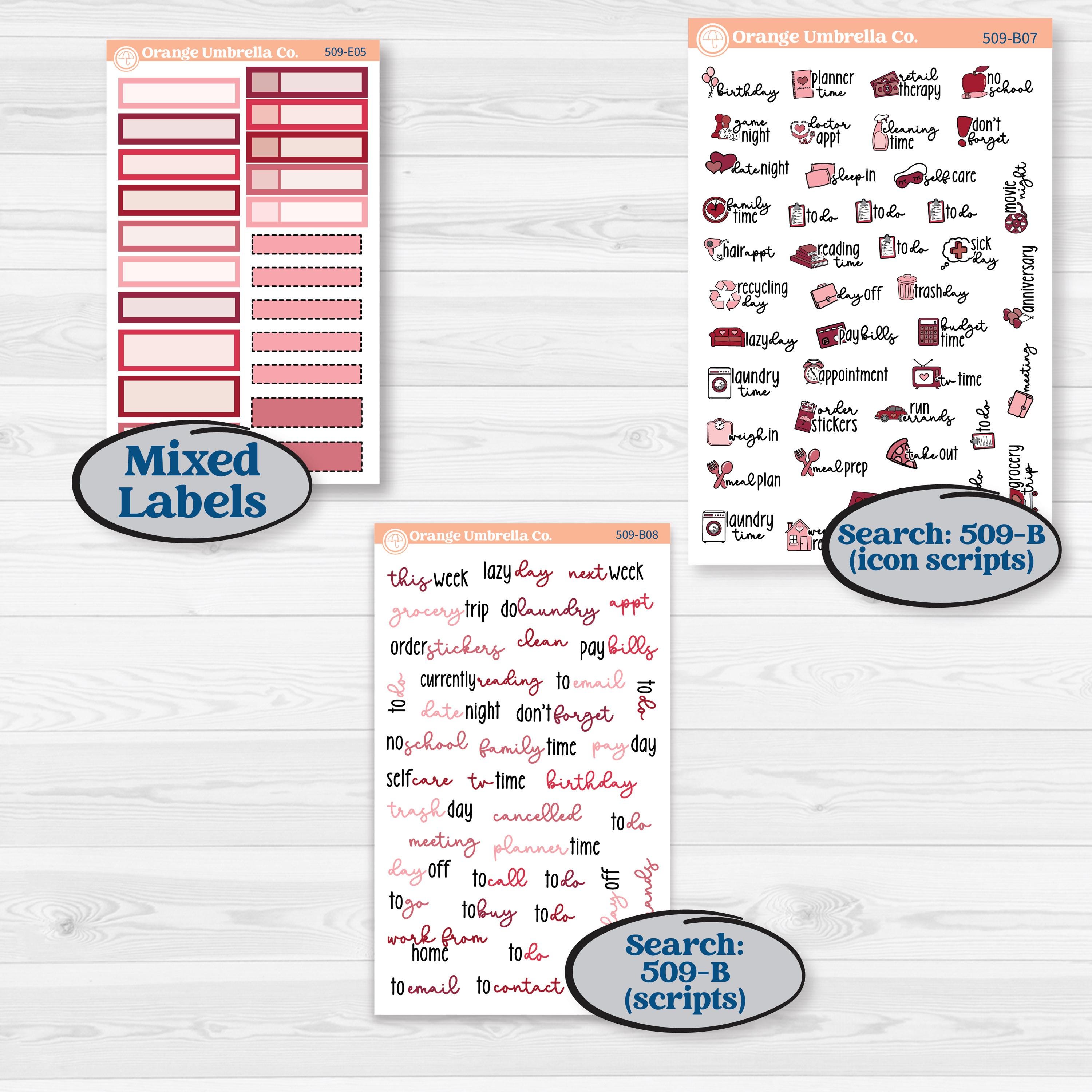 Valentine Book Kit | Hobonichi Cousin Weekly & Daily Planner Kit Stickers | Romance | KIT-509-E