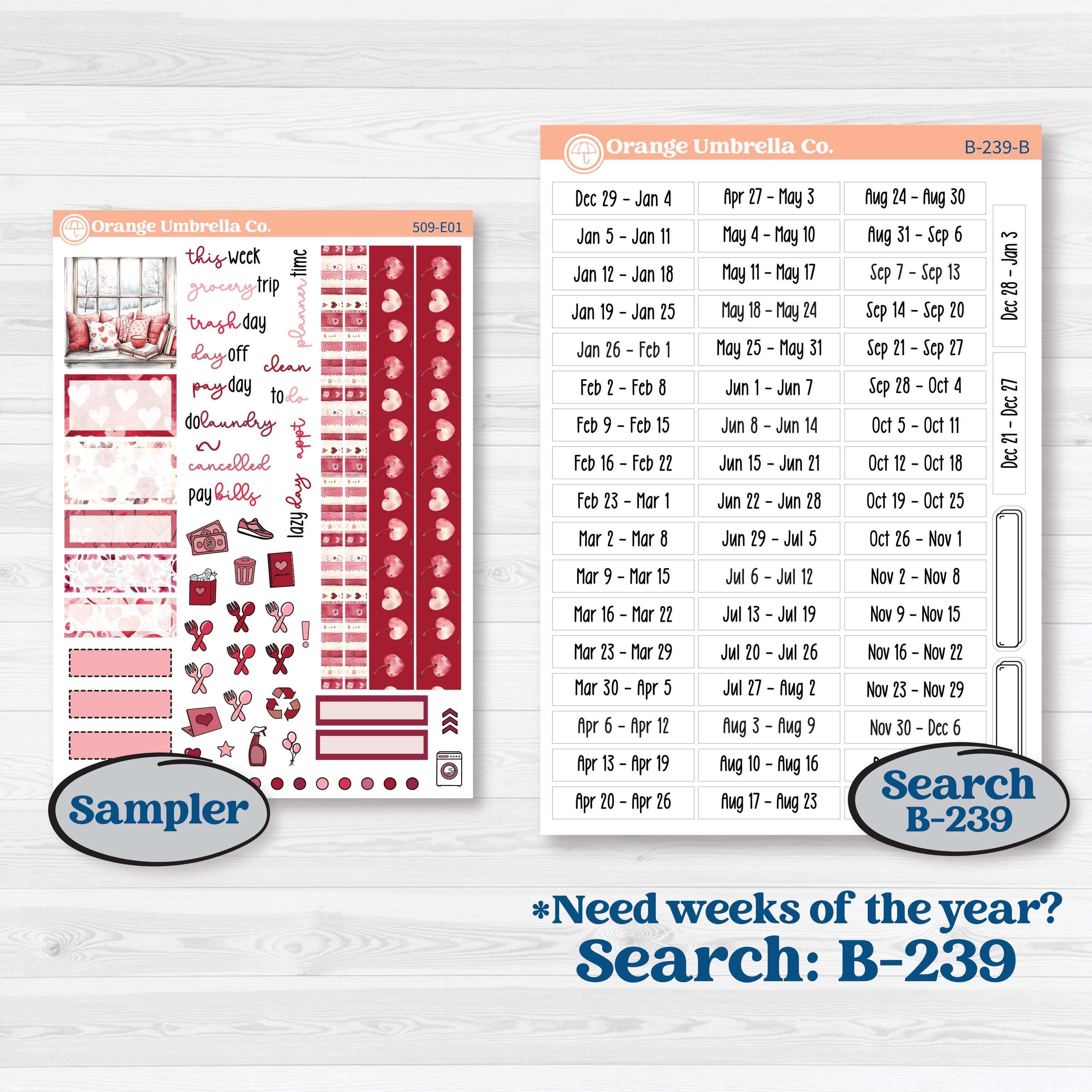 Valentine Book Kit | Hobonichi Cousin Weekly & Daily Planner Kit Stickers | Romance | KIT-509-E