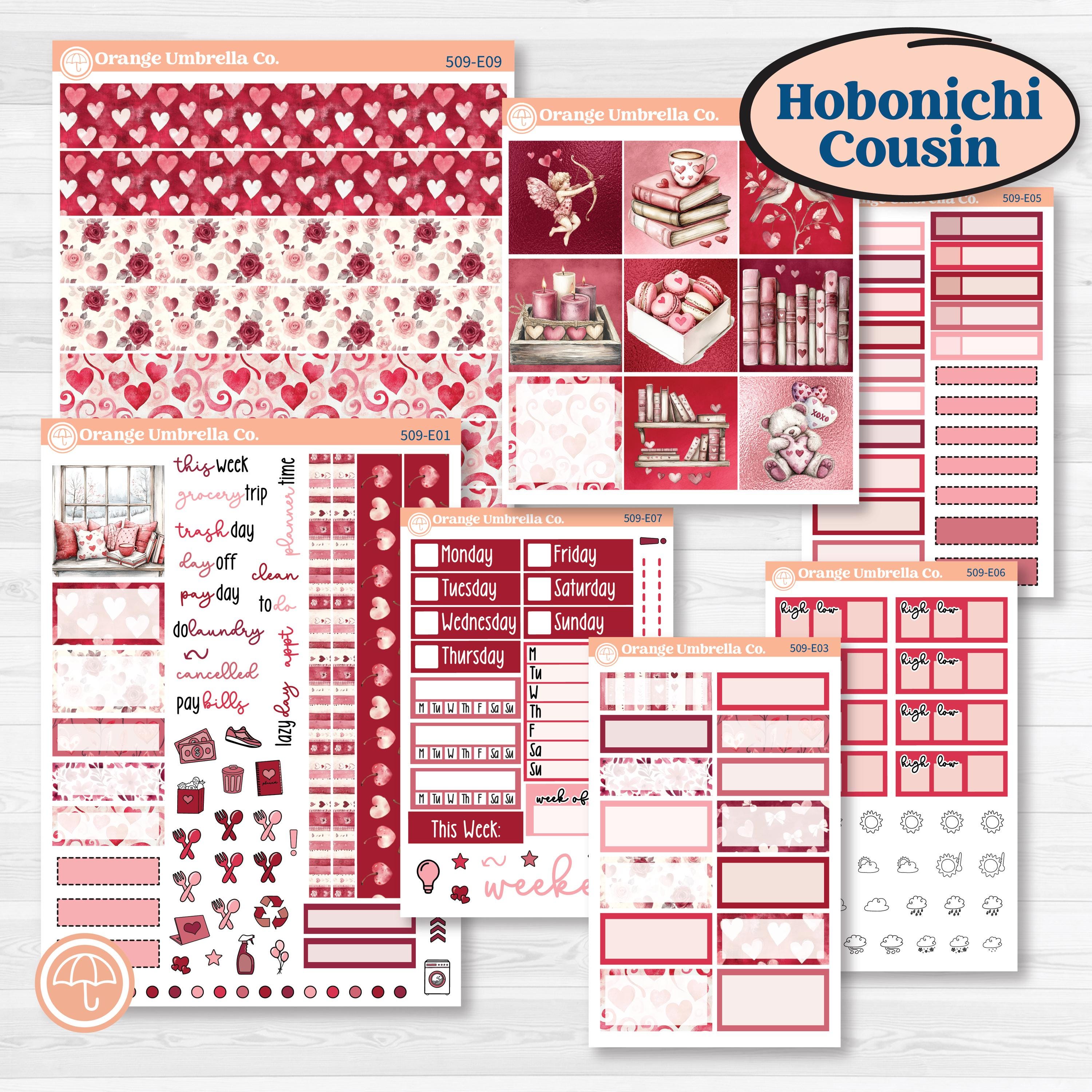 Valentine Book Kit | Hobonichi Cousin Weekly & Daily Planner Kit Stickers | Romance | KIT-509-E