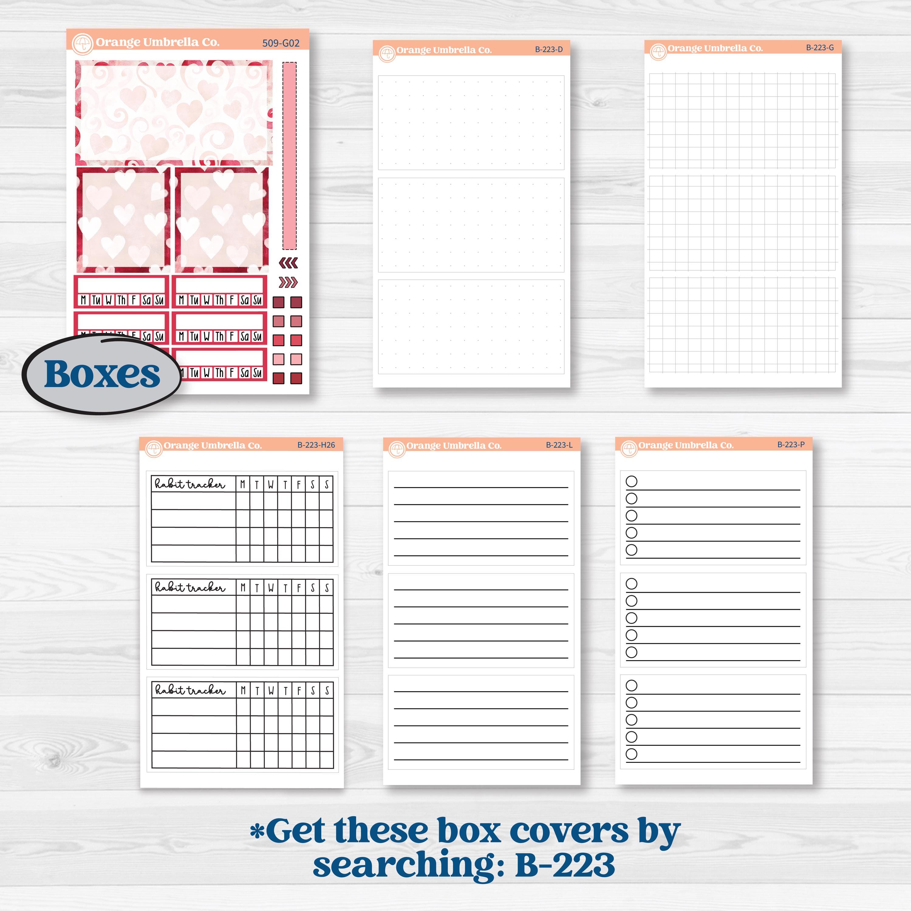 Valentine Book Kit | Erin Condren Weekly Dashboard Planner Kit Stickers | Romance | KIT-509-G