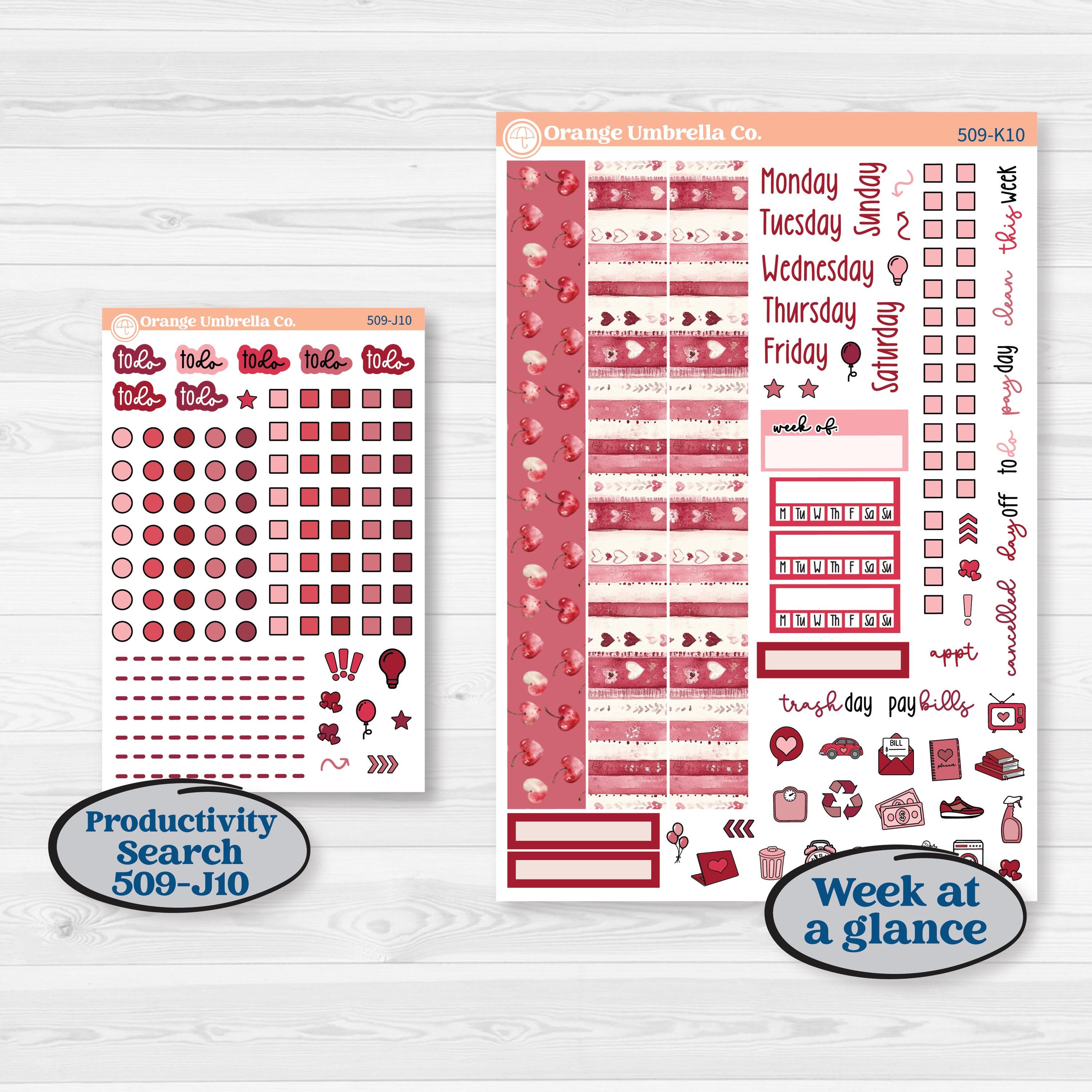 Valentine Book Kit | 7x9 Erin Condren Daily Duo Planner Kit Stickers | Romance | KIT-509-K