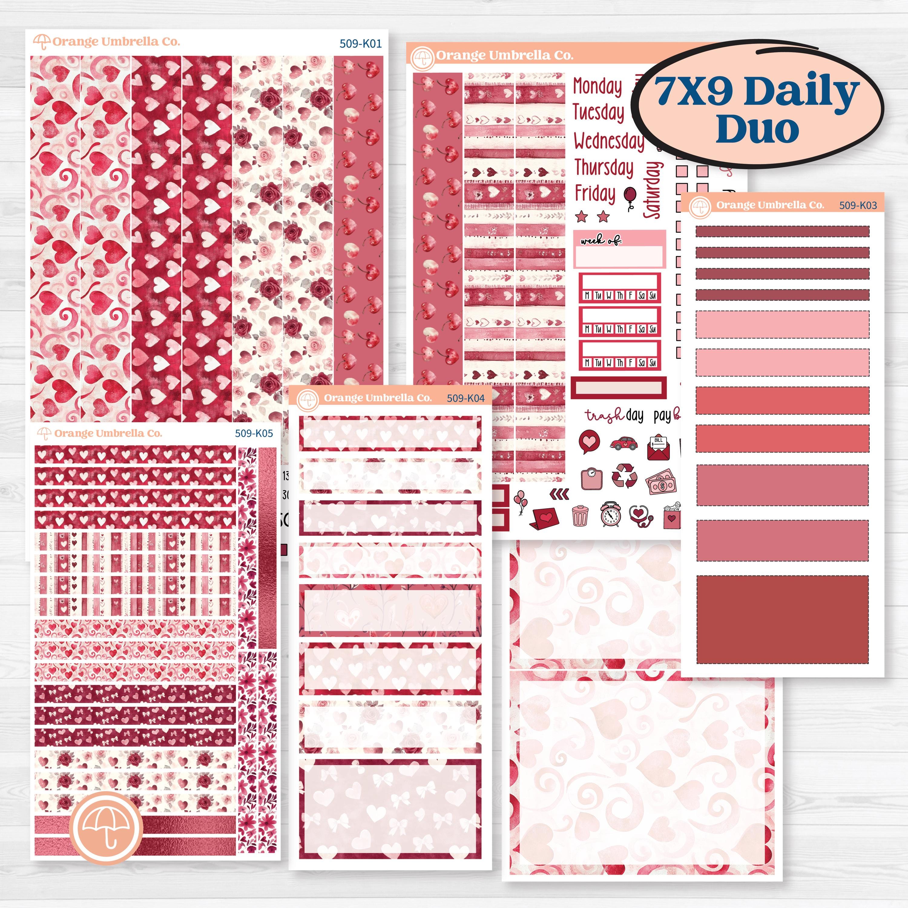 Valentine Book Kit | 7x9 Erin Condren Daily Duo Planner Kit Stickers