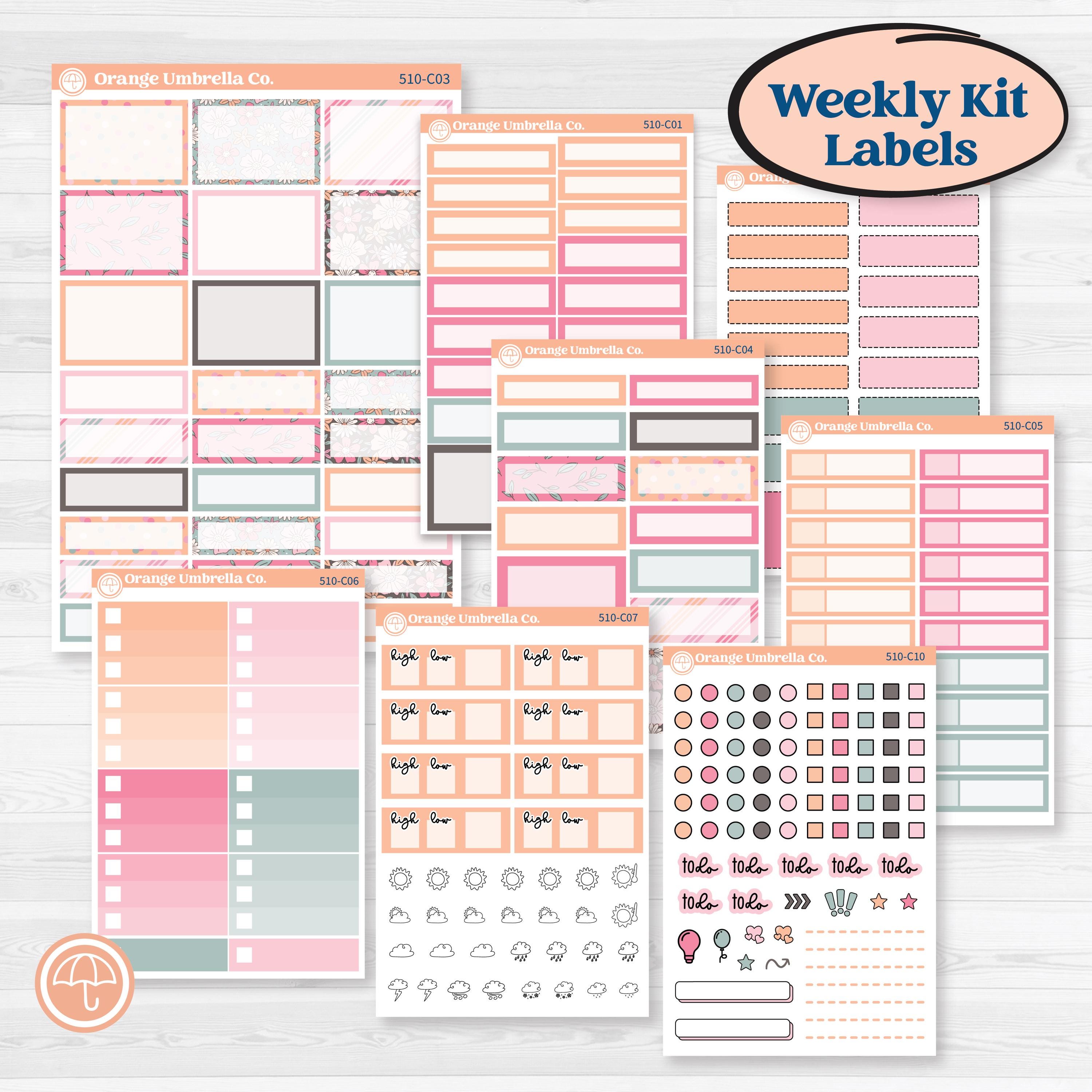 Soft Pink Florals | Weekly Add-On Labels Planner Kit Stickers | I Pick You | KIT-510-C