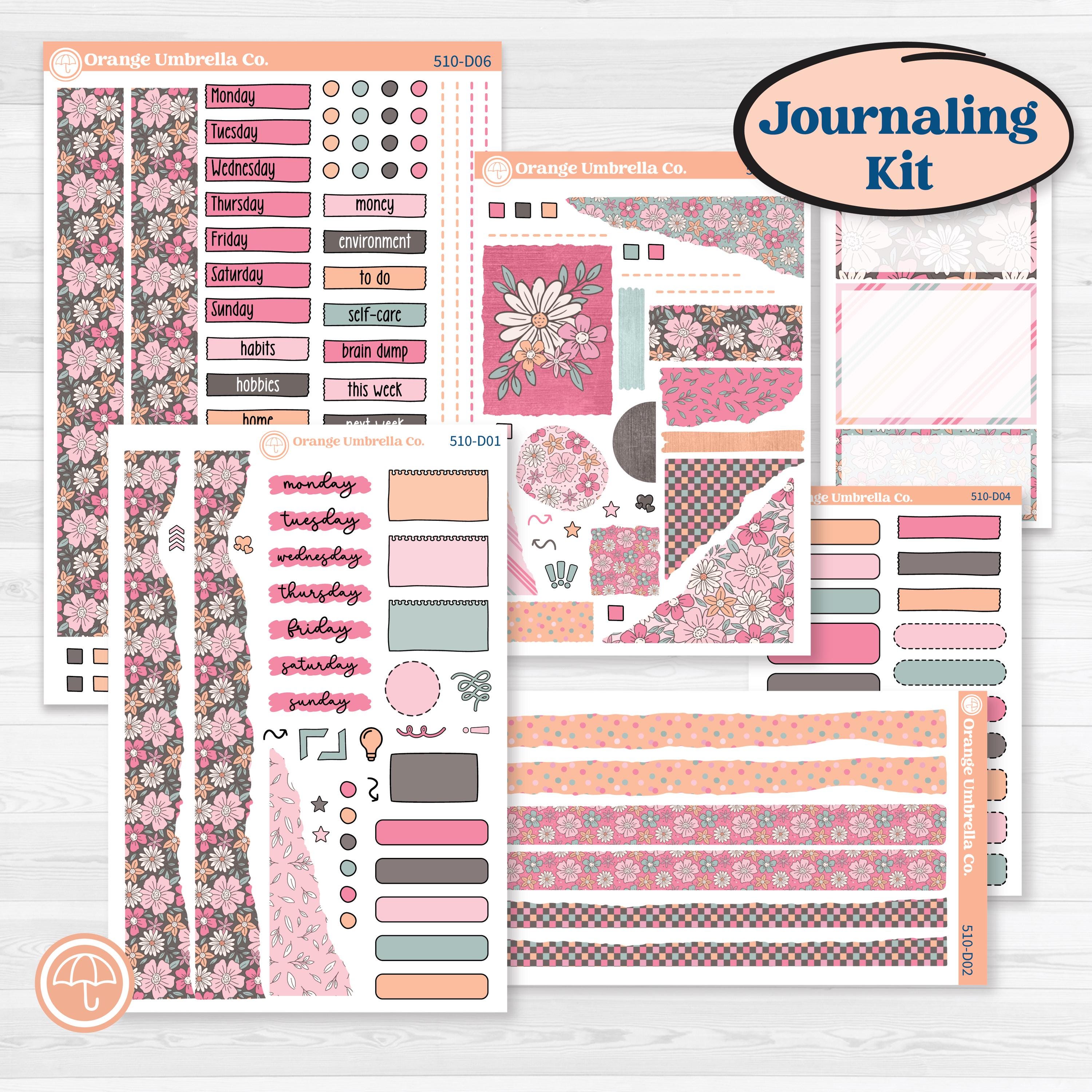 Soft Pink Florals | Journaling or Scrapbooking Kit | Creative Junk Journal Planner Stickers | I Pick You | KIT-510-D