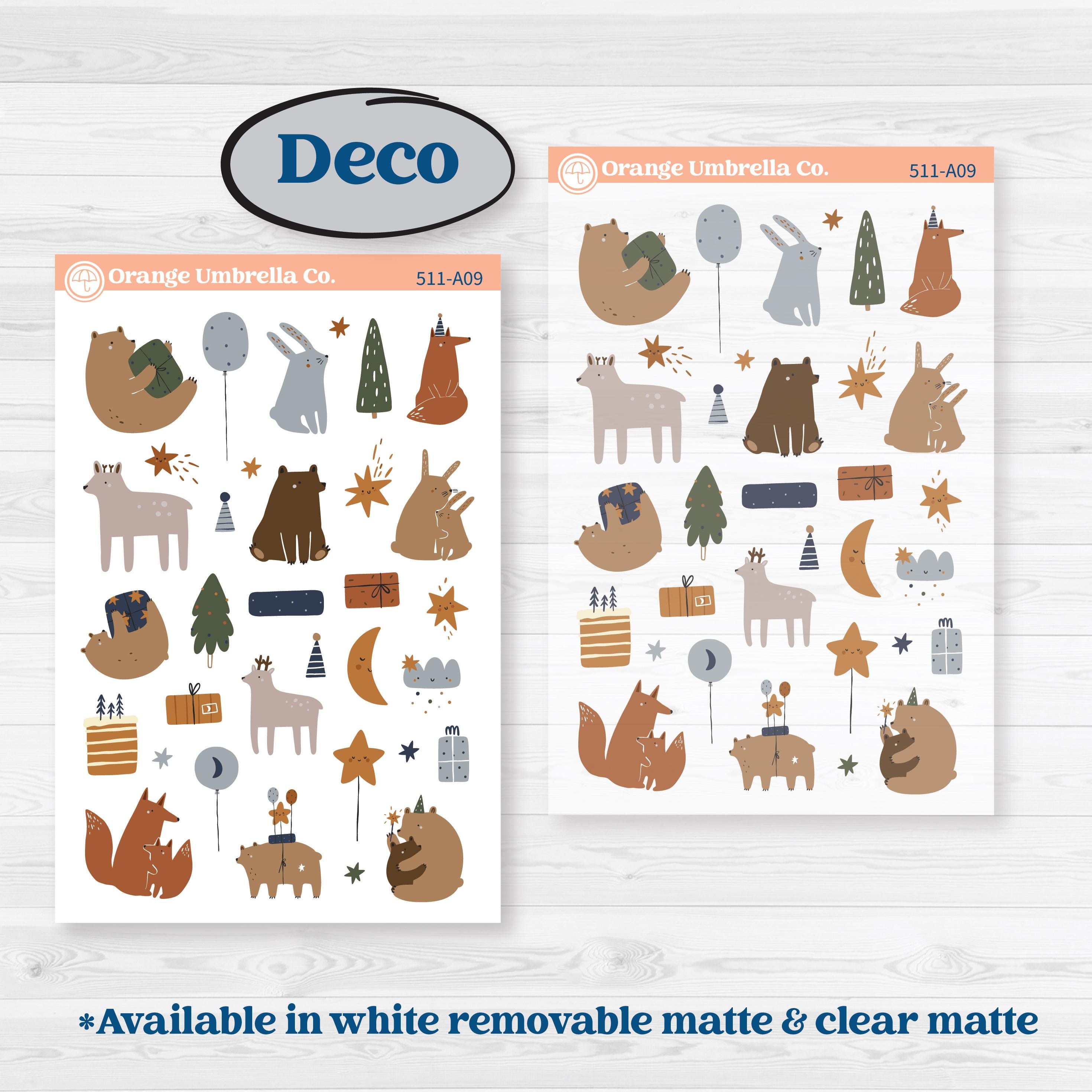 Woodland Birthday Celebration Stickers | Weekly Sticker Kit for Vertical Planners like Erin Condren | Confetti | KIT-511-A