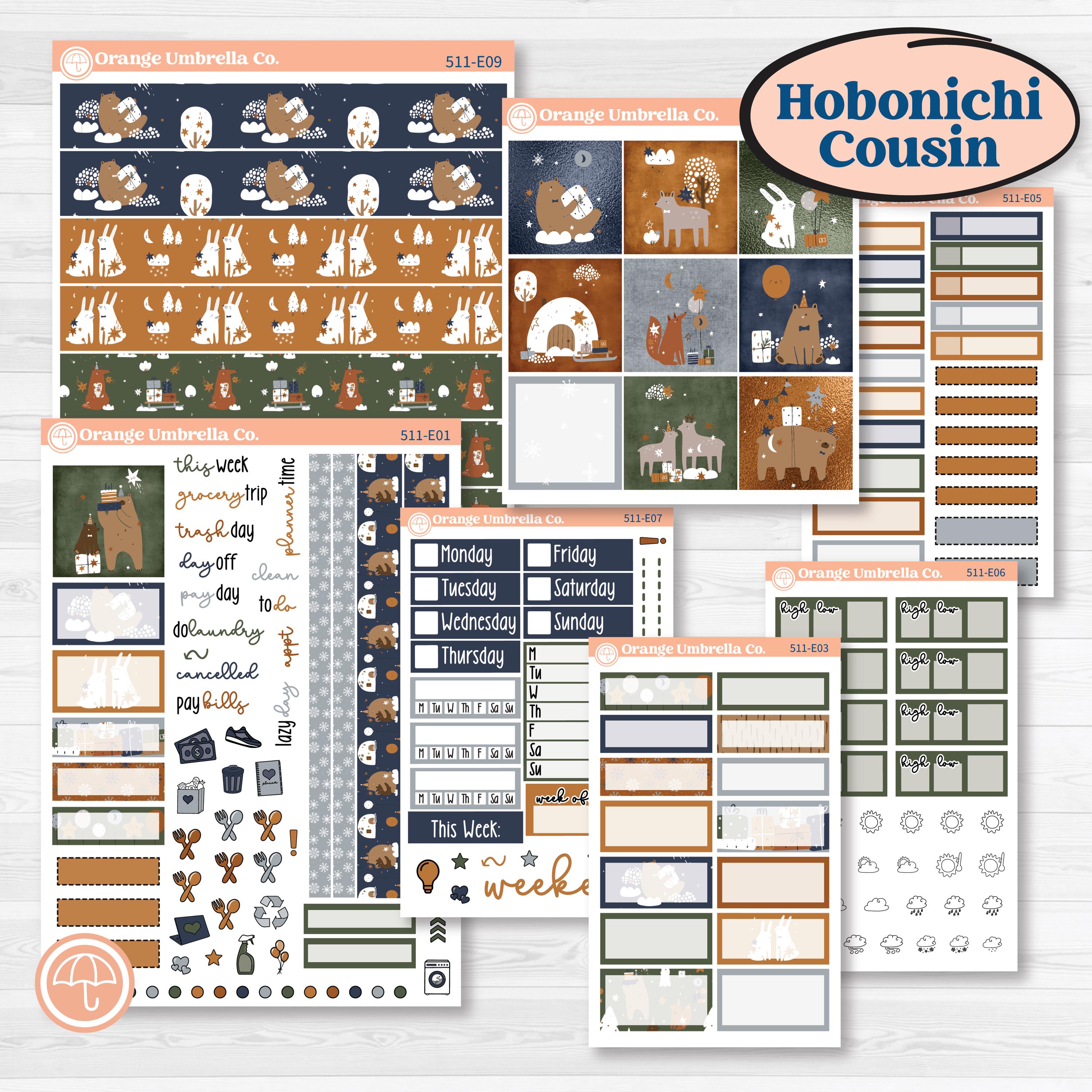 Woodland Birthday Celebration Stickers | Hobonichi Cousin Weekly & Daily Planner Kit Stickers | Confetti | KIT-511-E