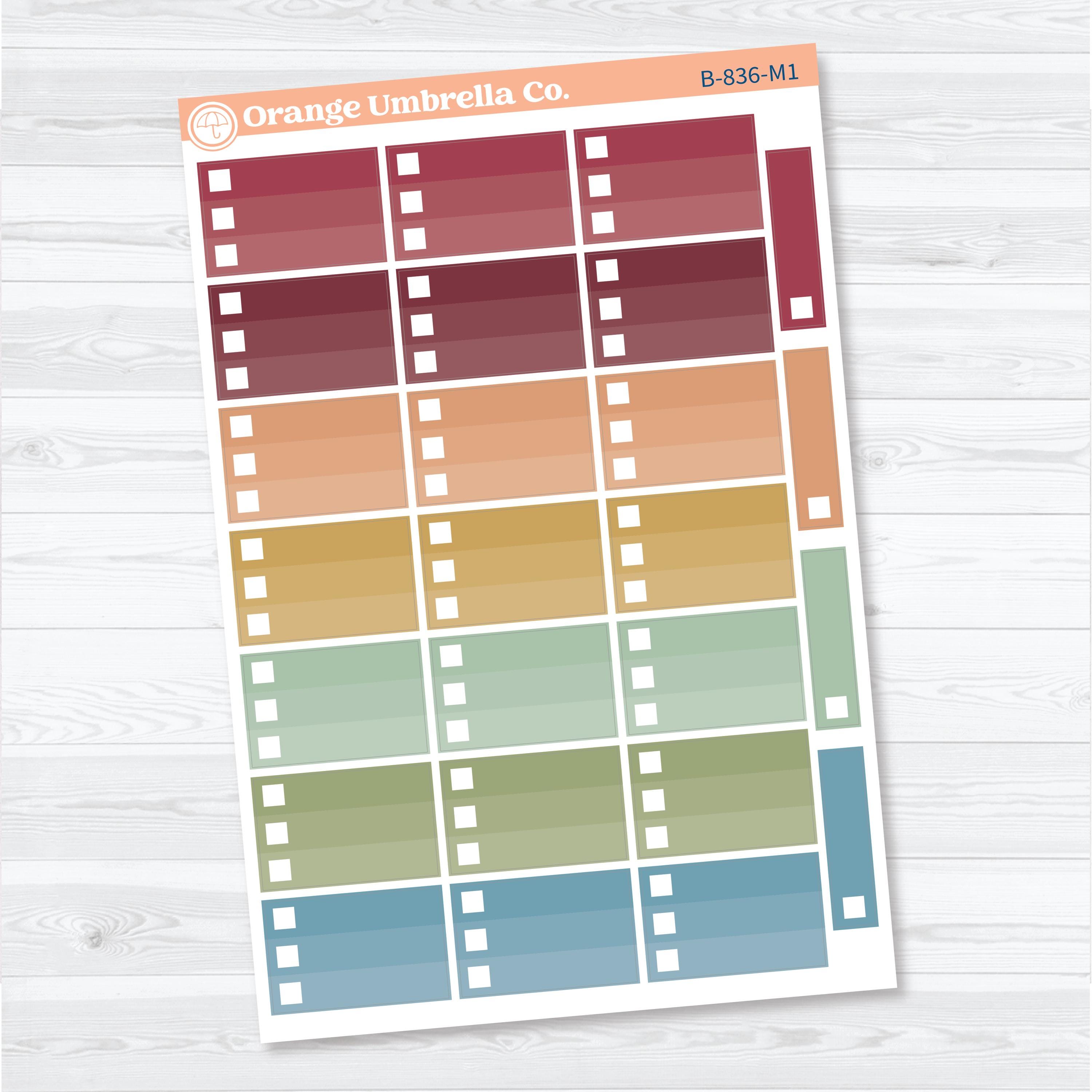 Ombre Checklist Boxes | Planner Stickers | B-836