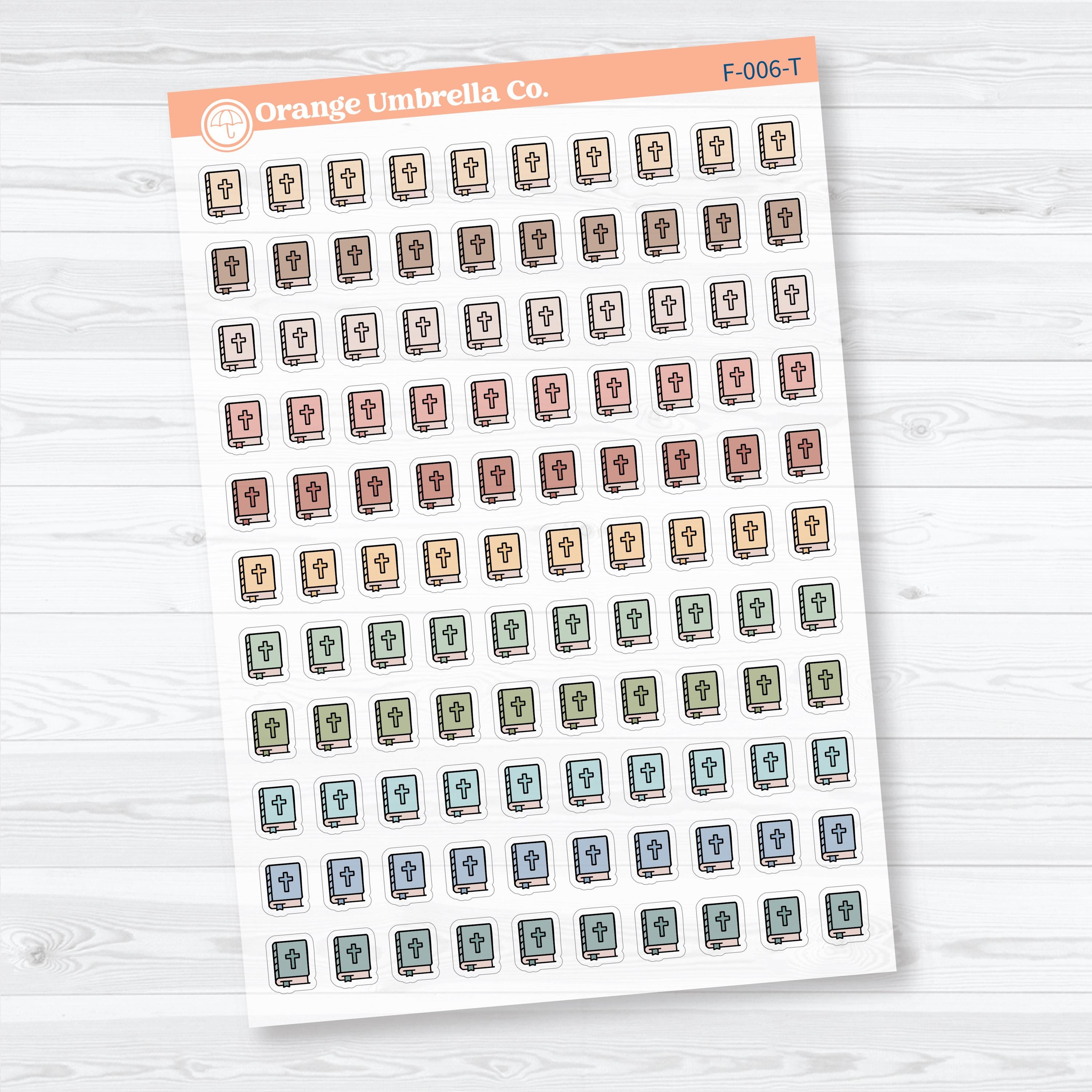 Bible Study & Church Icons | Clear Matte Planner Stickers | F-006-CM