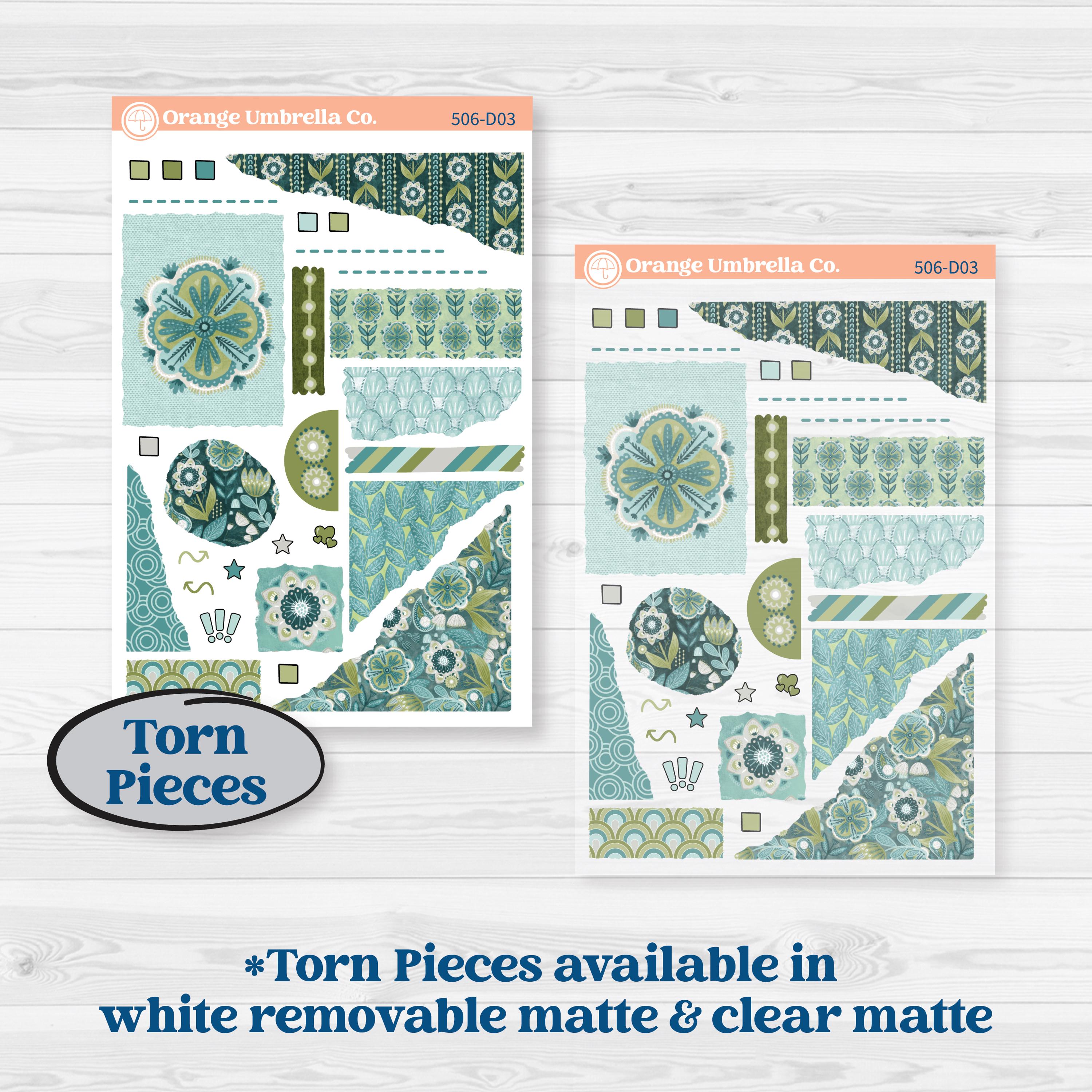 Soft Blue Florals Kit | Journaling or Scrapbooking Kit | Creative Junk Journal Planner Stickers | Blue Flora | KIT-506-D