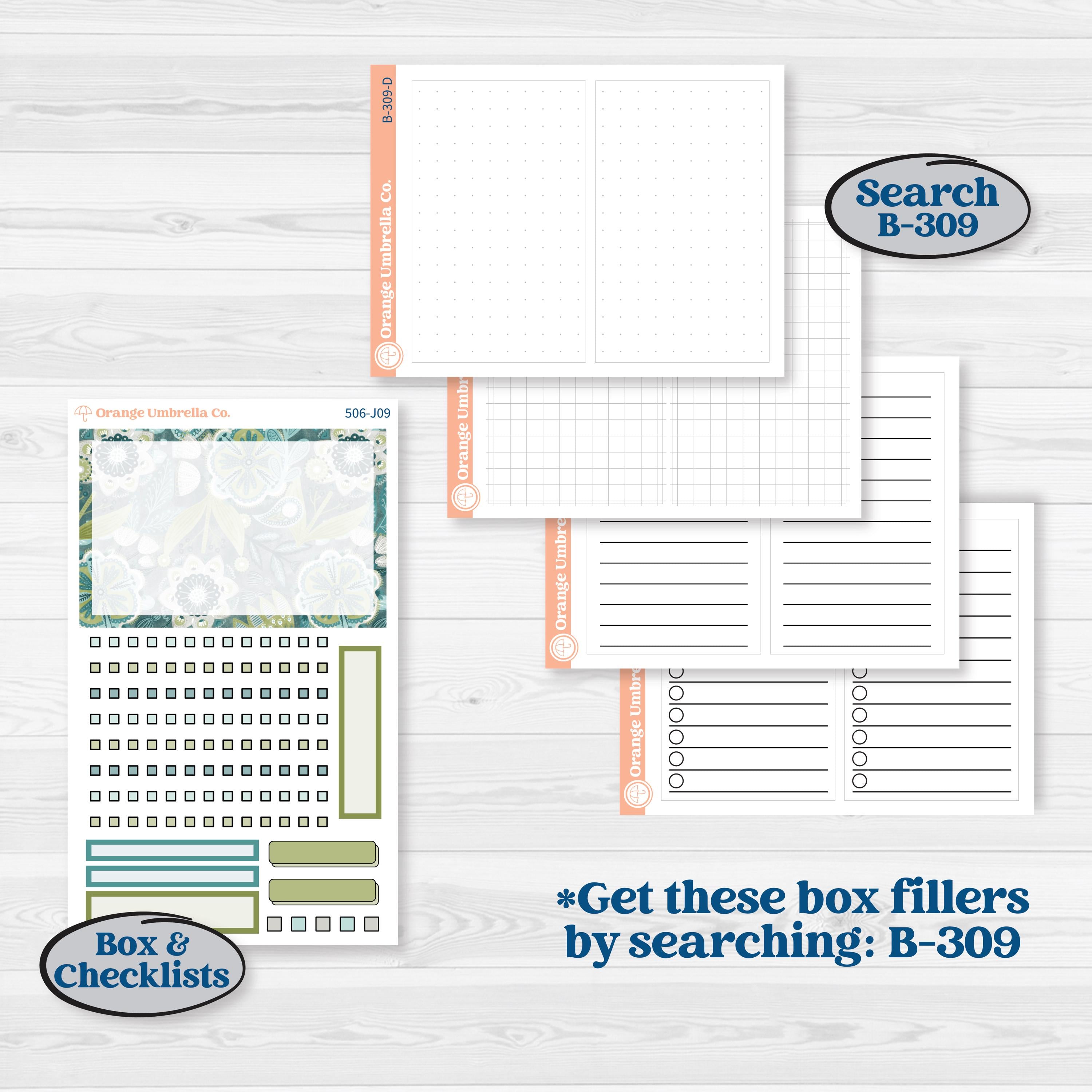Soft Blue Florals Kit | A5 Daily Duo Planner Kit Stickers | Blue Flora | KIT-506-J