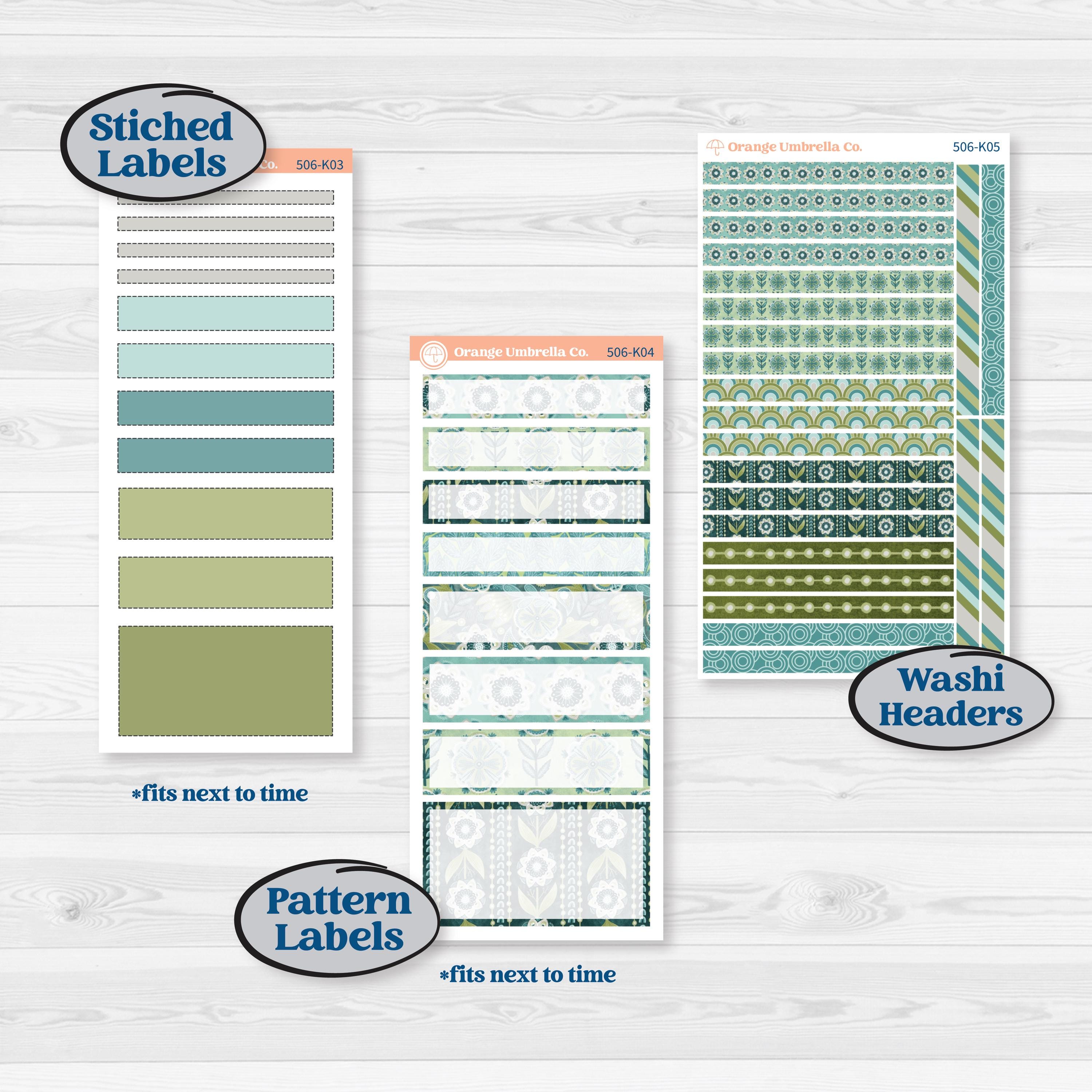 Soft Blue Florals Kit | 7x9 Erin Condren Daily Duo Planner Kit Stickers | Blue Flora | KIT-506-K