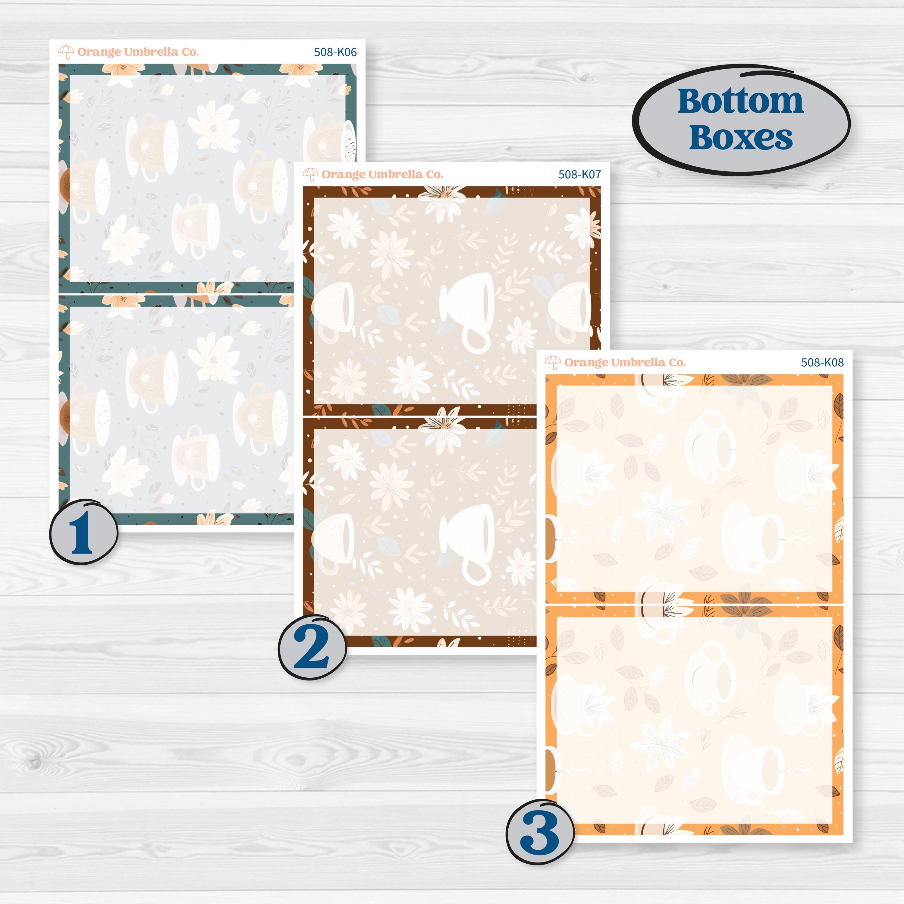 Coffee & Florals Sticker Kit | 7x9 Erin Condren Daily Duo Planner Kit Stickers | Mocha | KIT-508-K