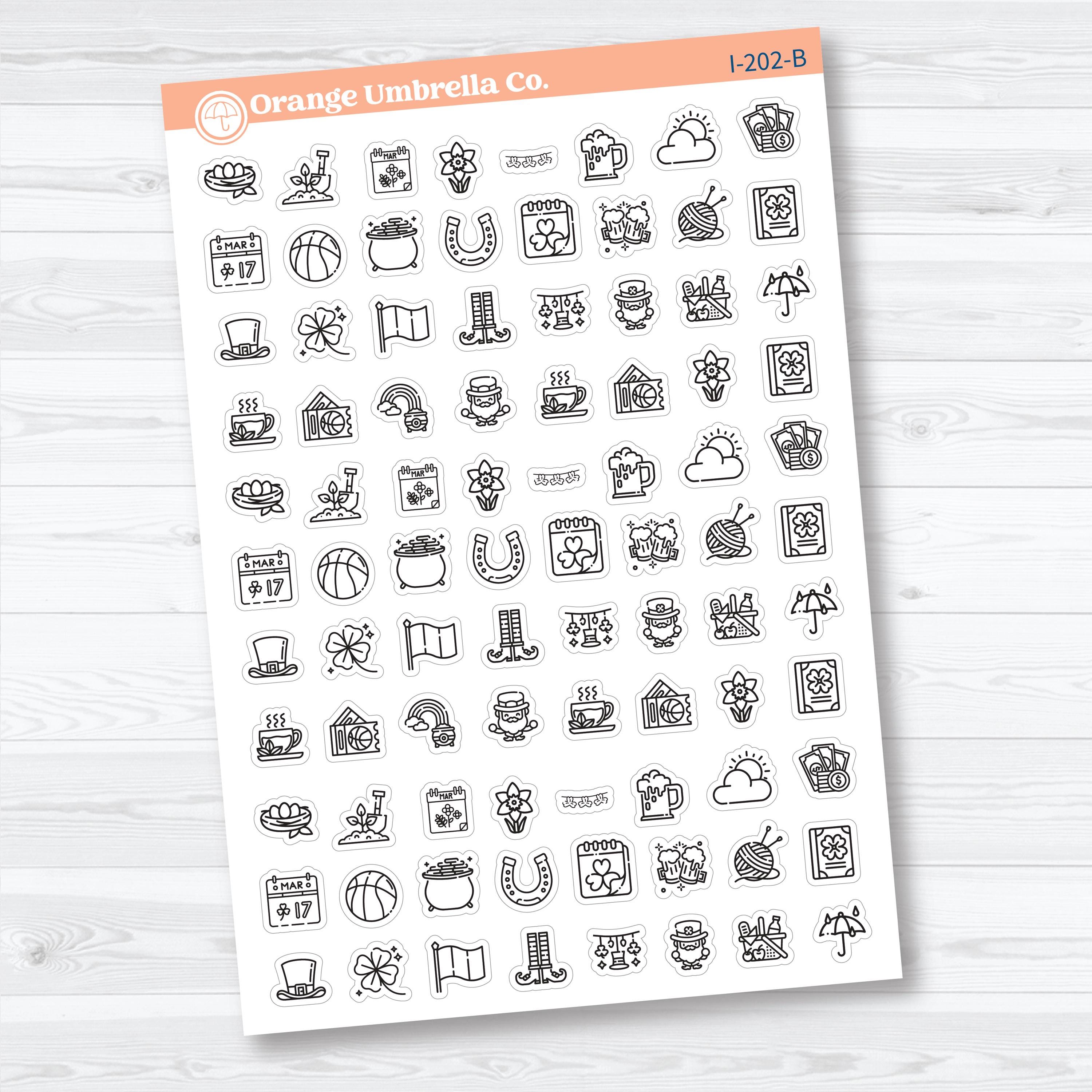March & St. Patrick’s Day Icons | Planner Stickers | I-202