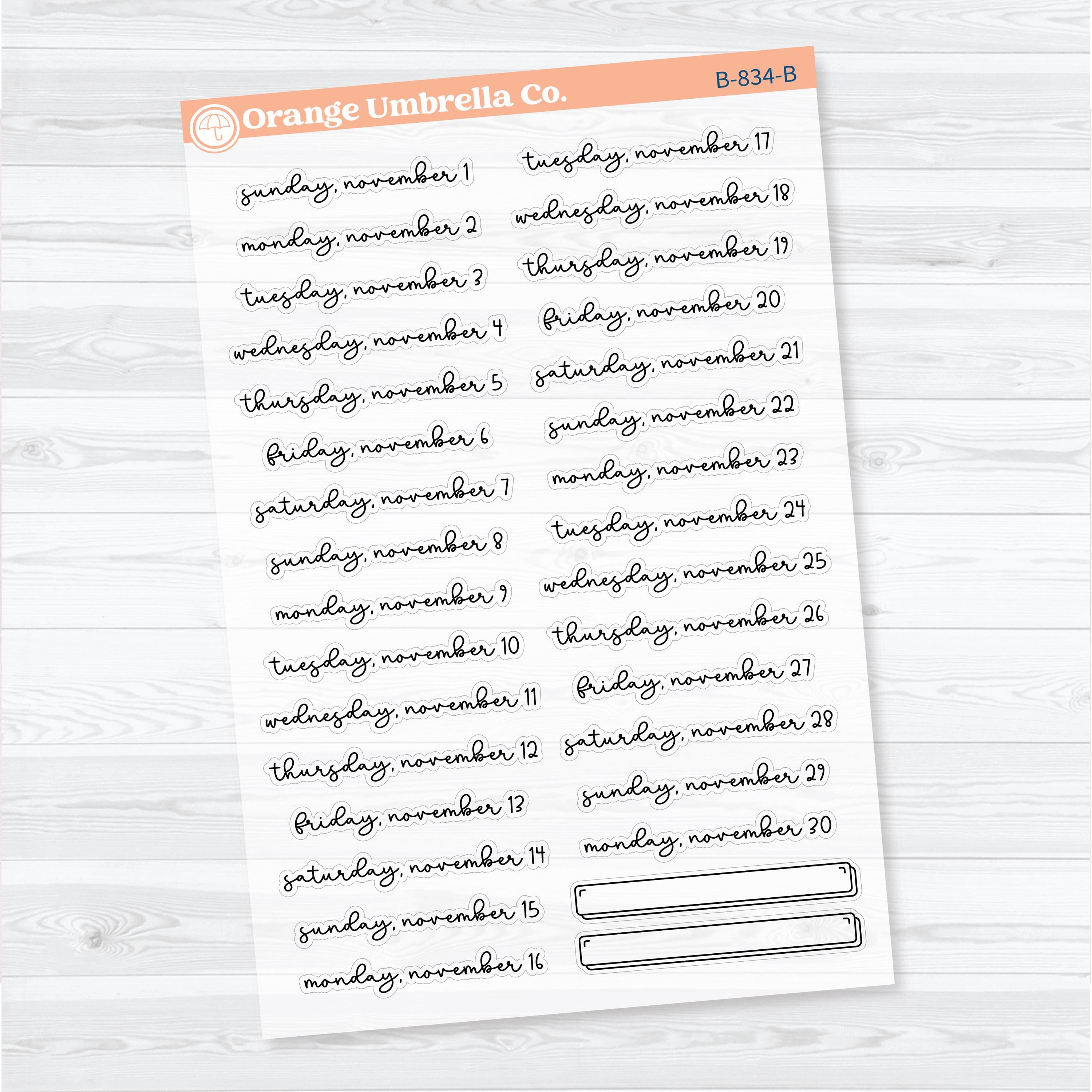 2026 Dates of the Month Stickers | F18 | Clear Matte Planner Stickers | B-830–835-BCM