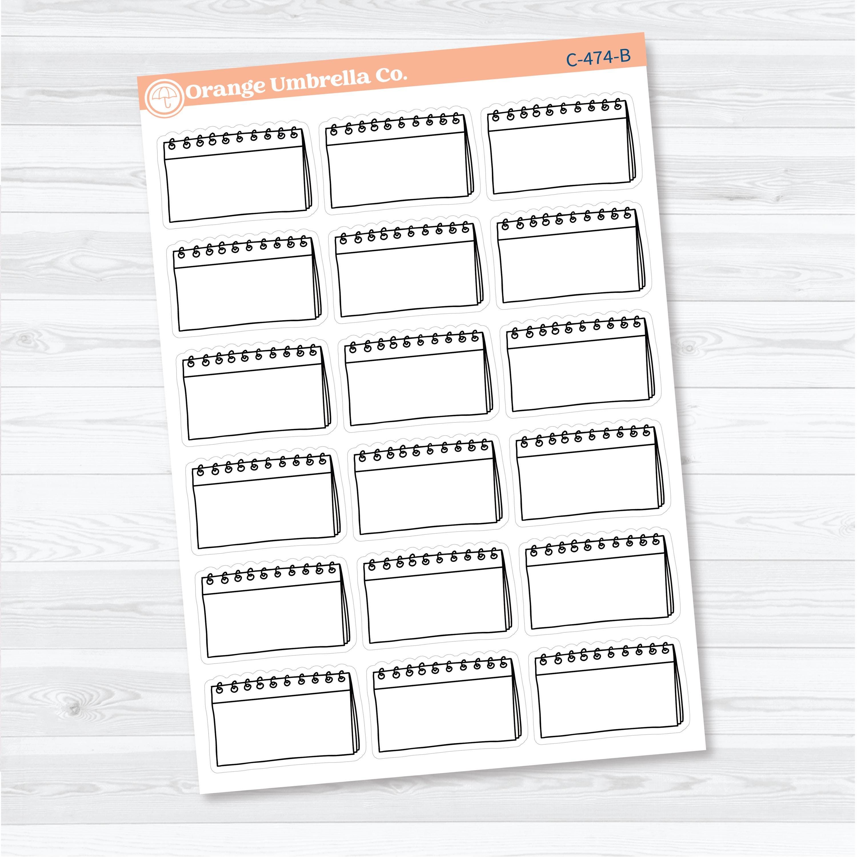 Large Top Spiral Journaling Labels | Planner Stickers | C-474