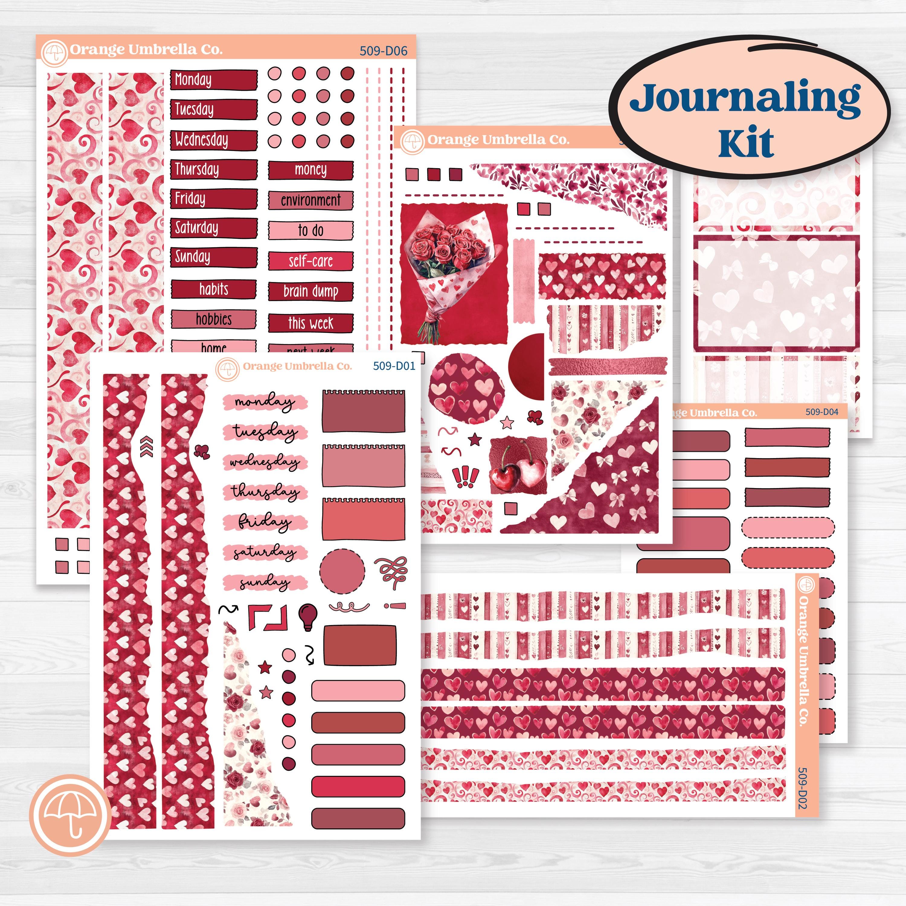 Valentine Book Kit | Journaling or Scrapbooking Kit | Creative Junk Journal Planner Stickers | Romance | KIT-509-D
