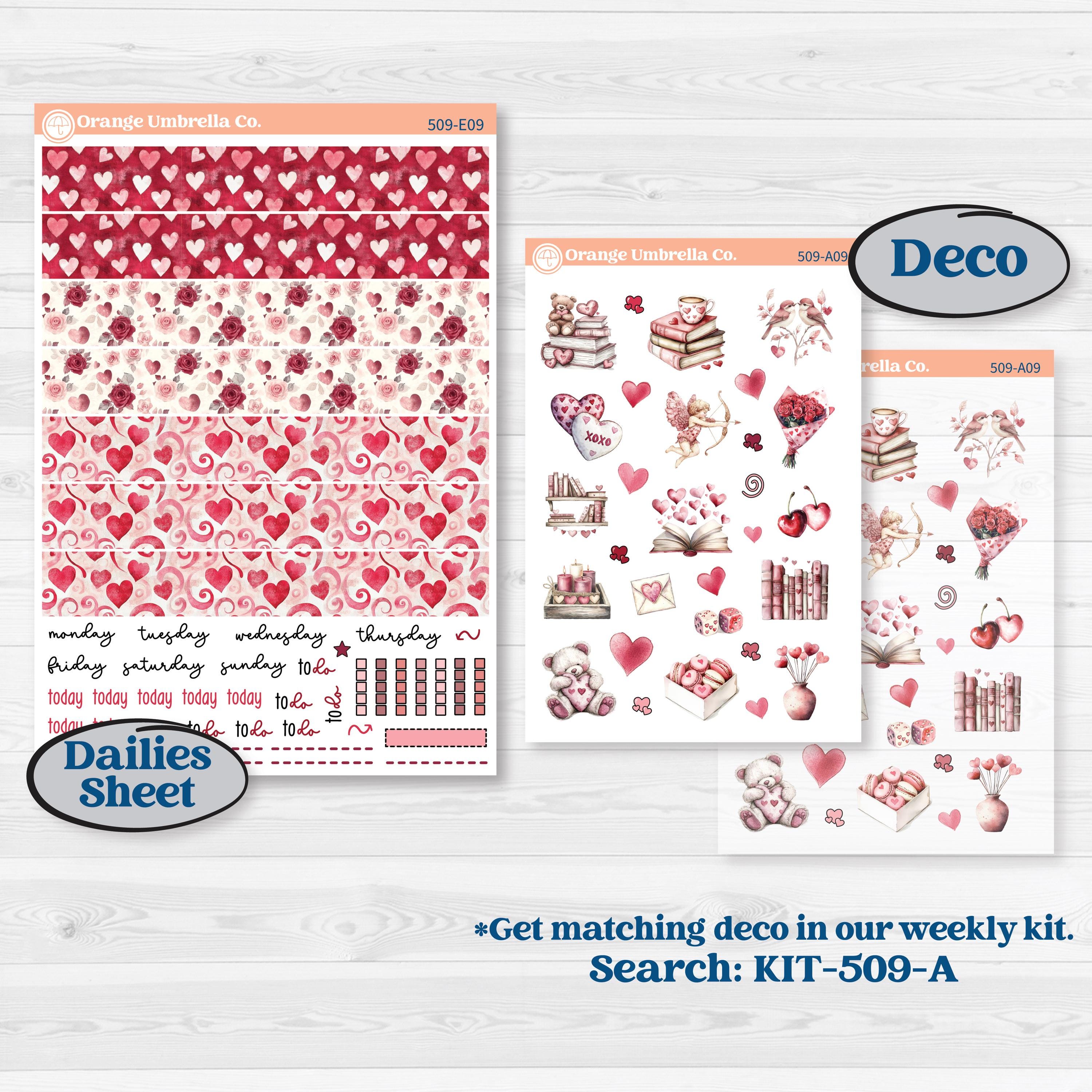 Valentine Book Kit | Hobonichi Cousin Weekly & Daily Planner Kit Stickers | Romance | KIT-509-E