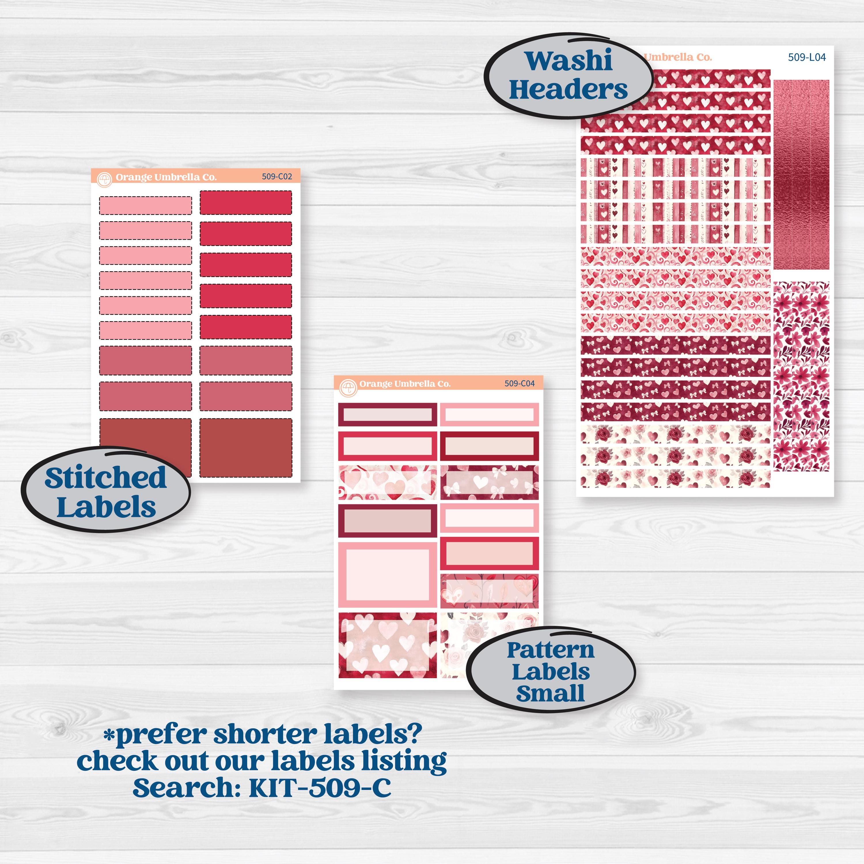 Valentine Book Kit | 7x9 Plum Daily Planner Kit Stickers | Romance | KIT-509-L