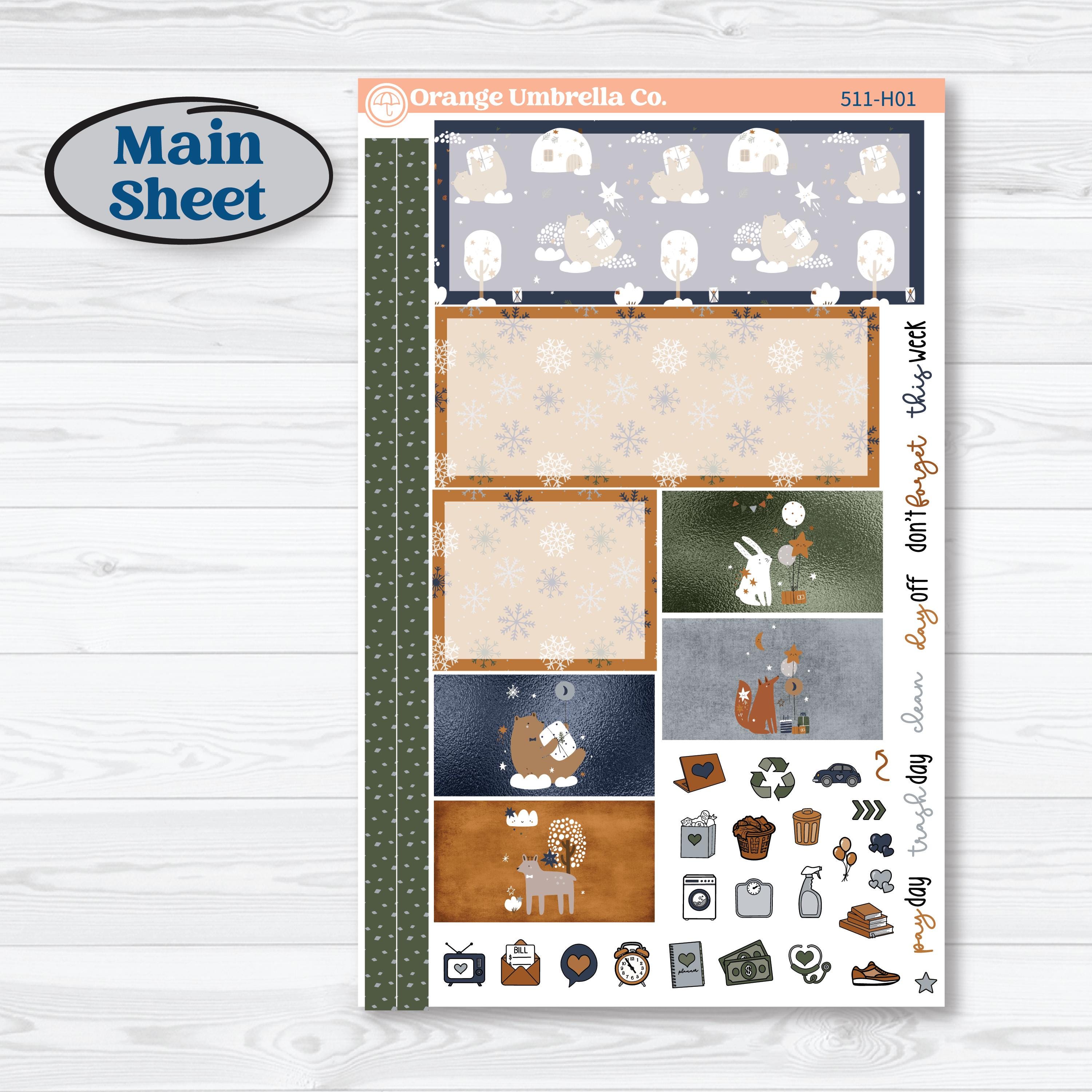 Woodland Birthday Celebration Stickers | Plum Vertical Priorities 7x9 Planner Kit Stickers | Confetti | KIT-511-H