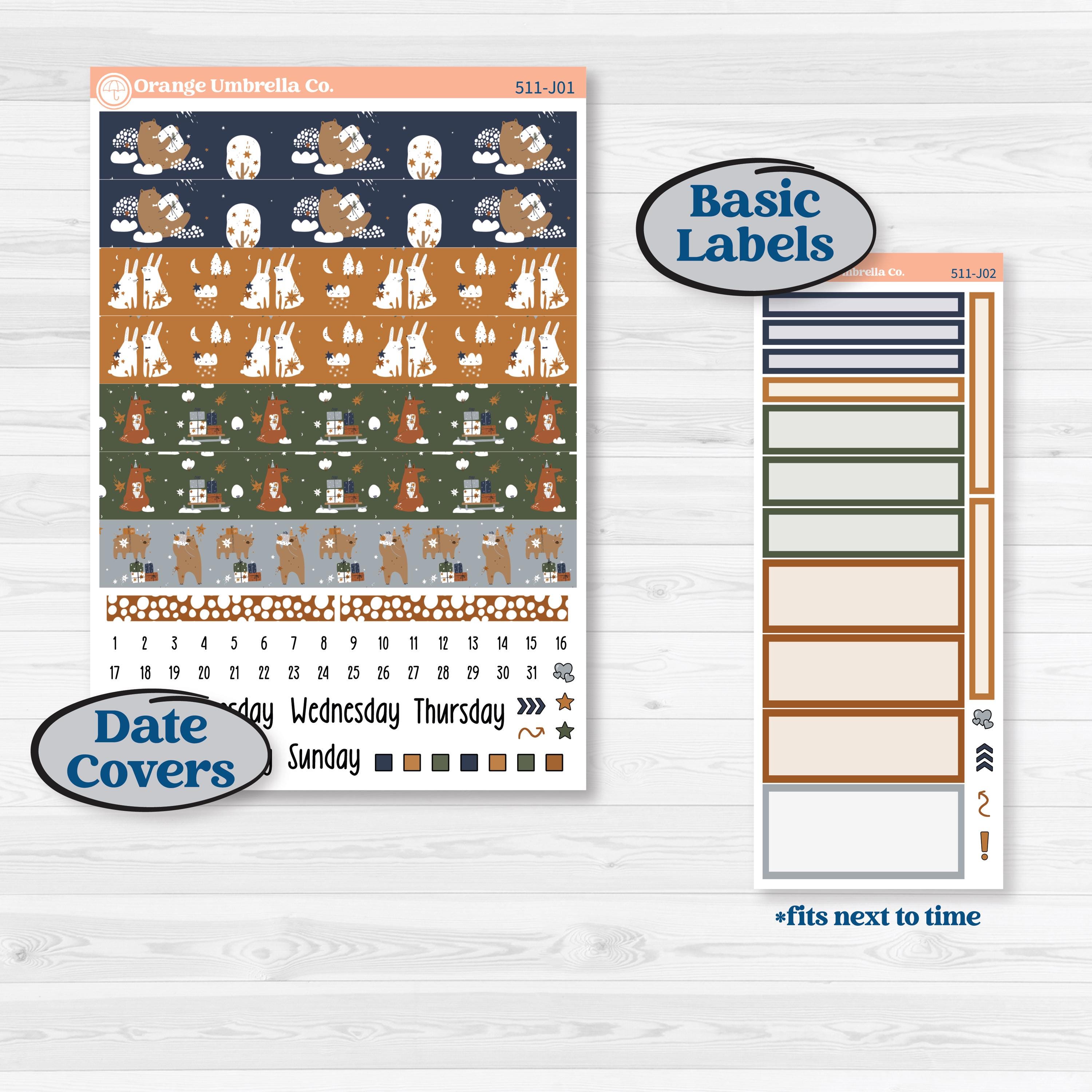 Woodland Birthday Celebration Stickers | A5 Daily Duo Planner Kit Stickers | Confetti | KIT-511-J
